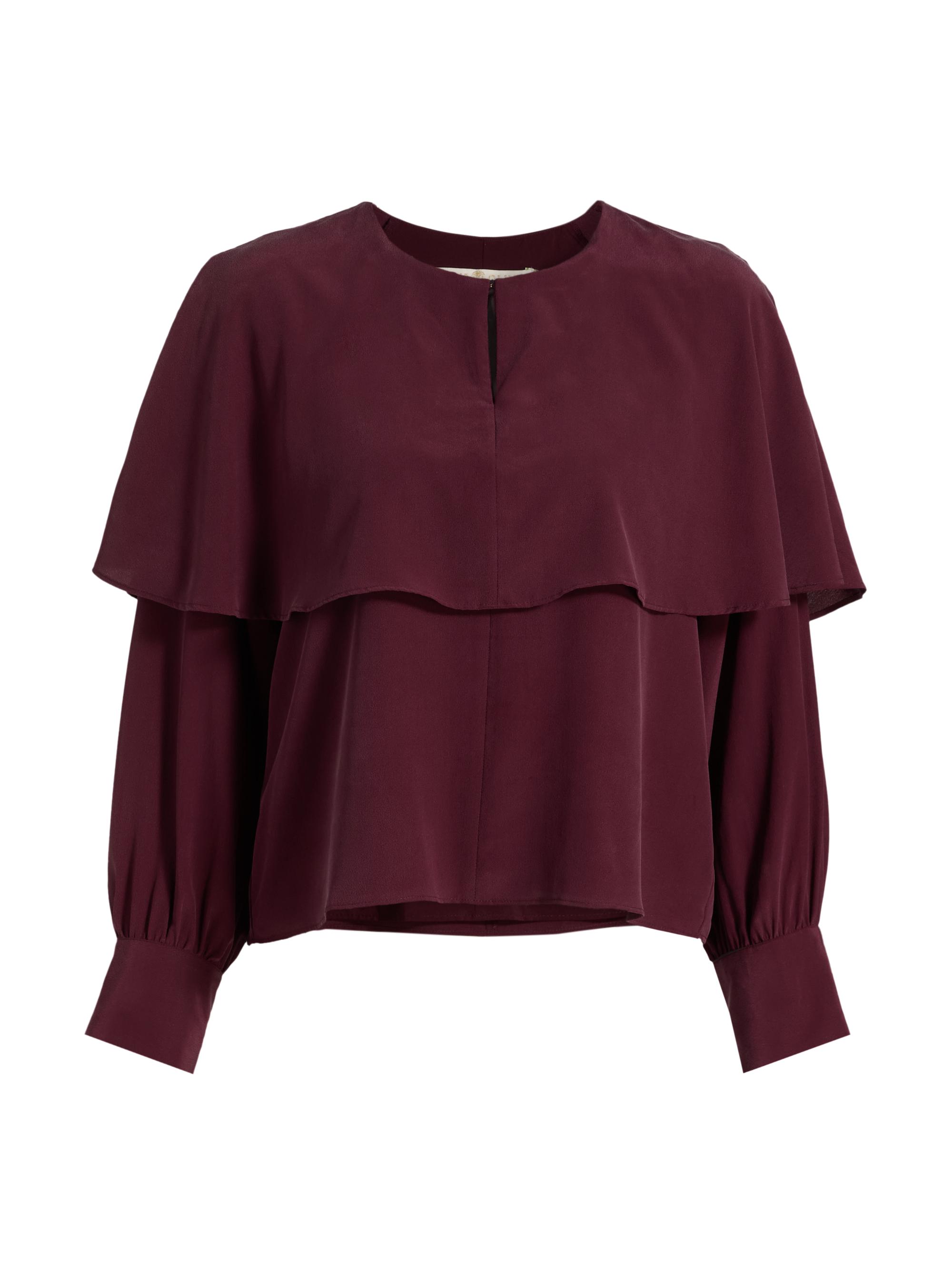 Marie Oliver Women's Jayne Silk Cape Blouse - Port
