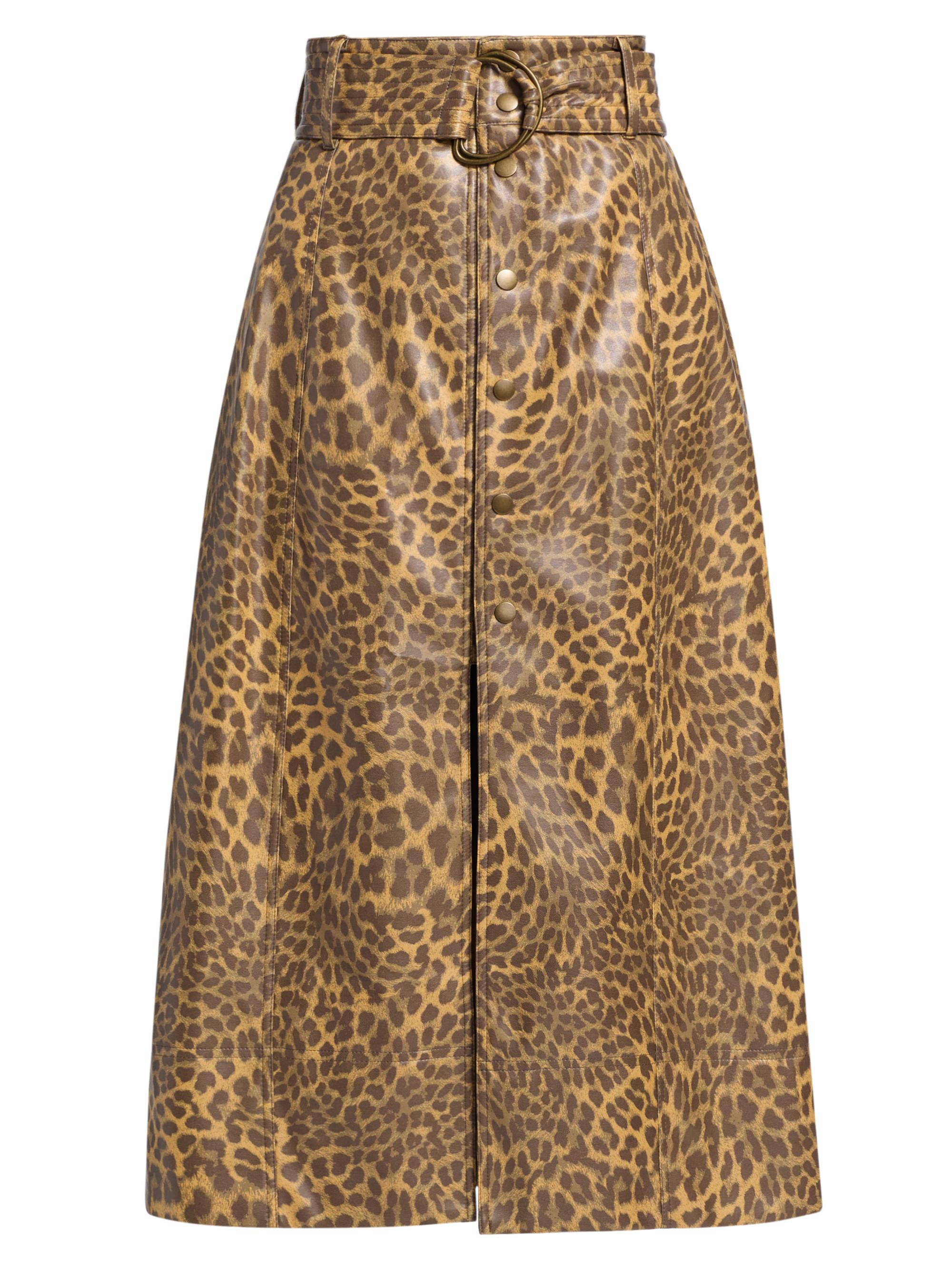 Marie Oliver Women's Chelsea Leopard Faux-Leather Midi-Skirt - Leopard