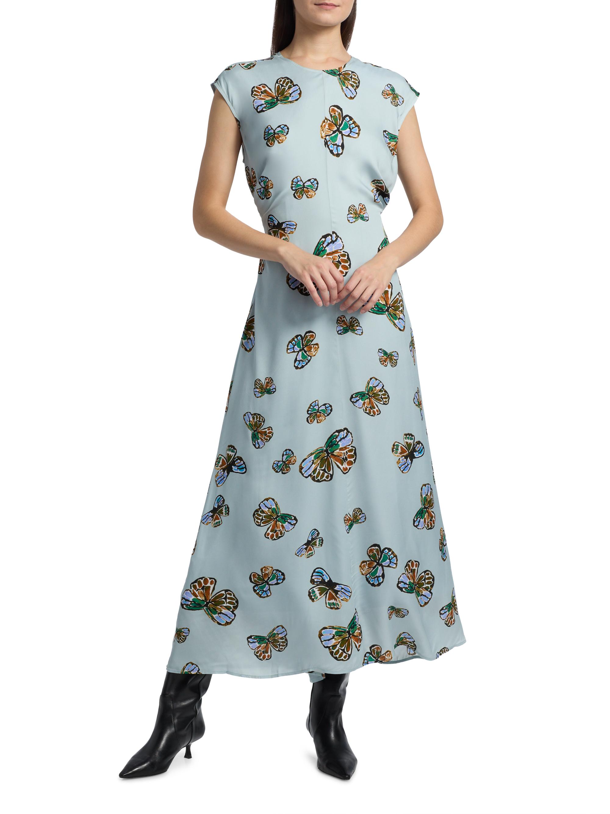 knee length dresses for ladies Monarch Butterfly Dress- Maxi Dress with Sleeves S