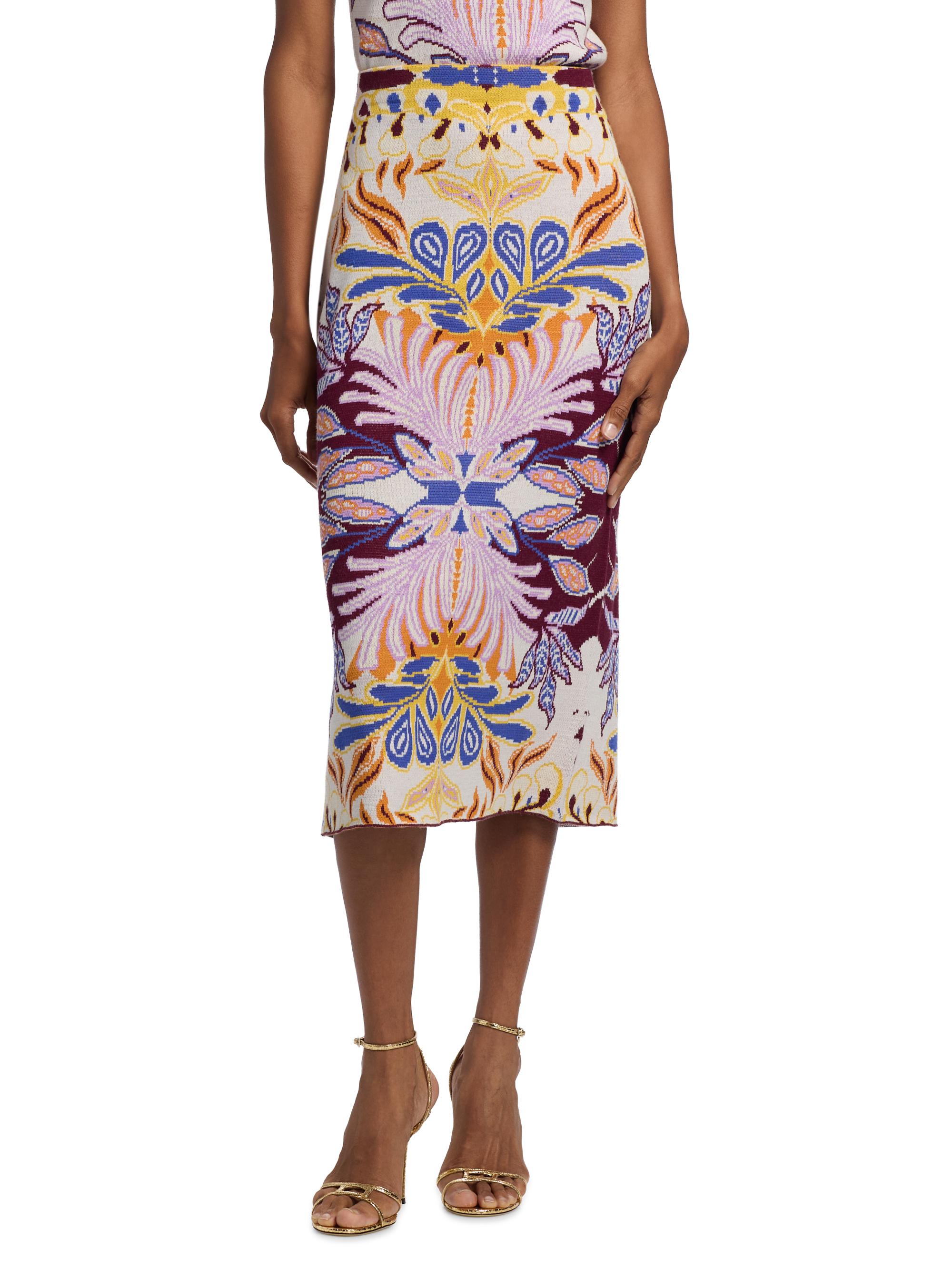 Marie Oliver Janis Damask Compact-Knit Midi-Skirt | Saks Fifth Avenue