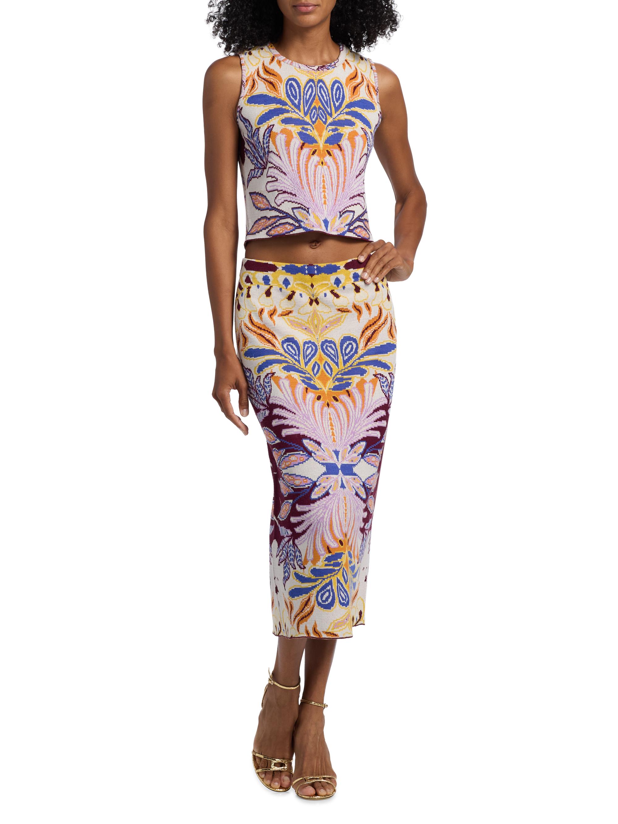 Marie Oliver Janis Damask Compact-Knit Midi-Skirt | Saks Fifth Avenue