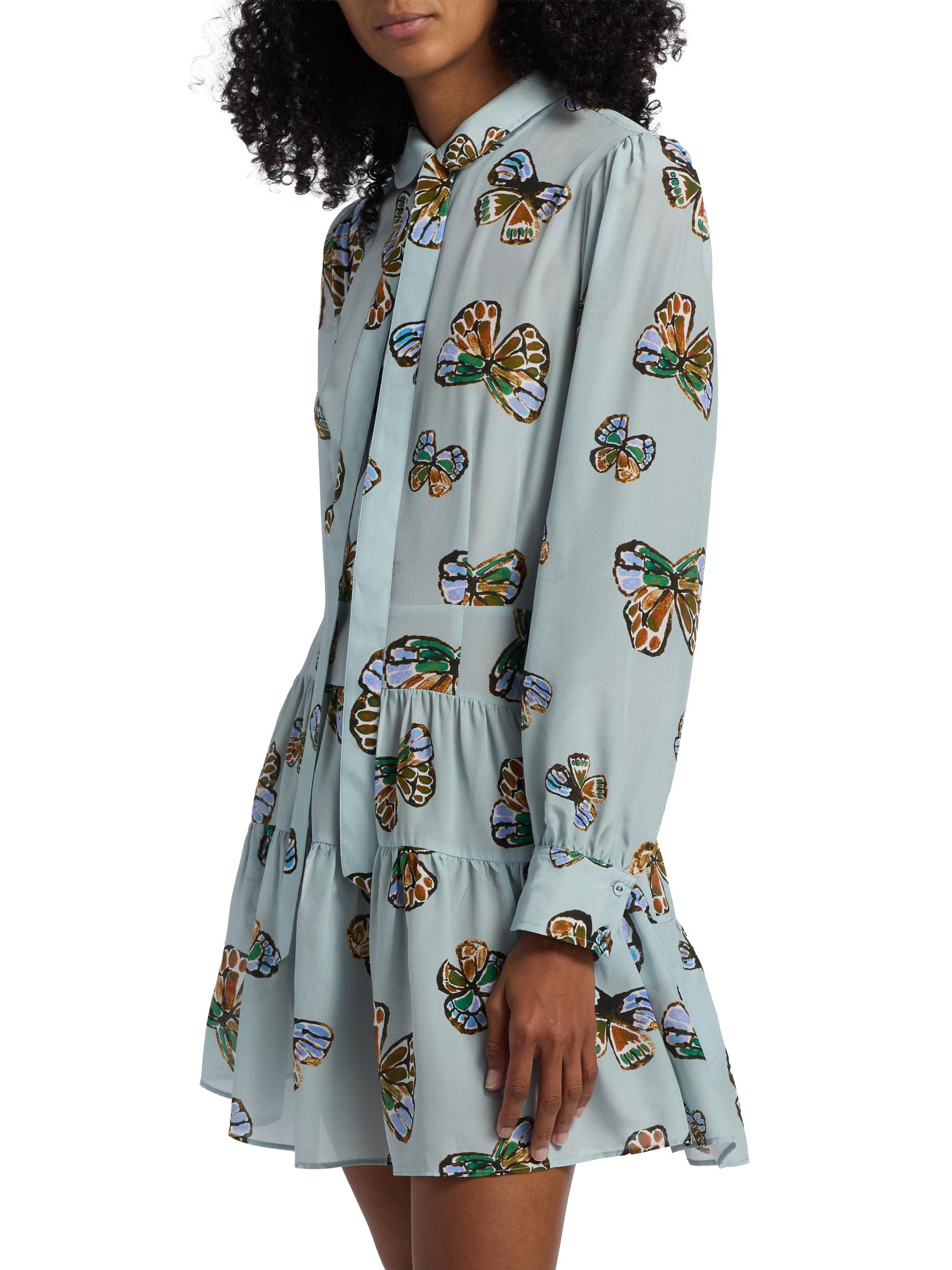 Marie Oliver Ulanie Butterfly Print Tiered Minidress | Saks Fifth Avenue