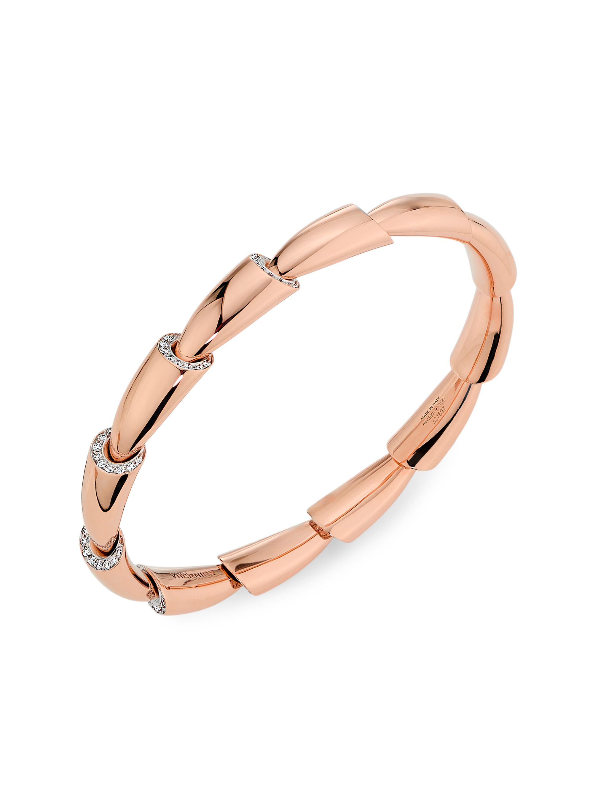 Vhernier Women's Calla Two-Tone 18K Gold & 0.3 TCW Diamond Bangle - Rose Gold