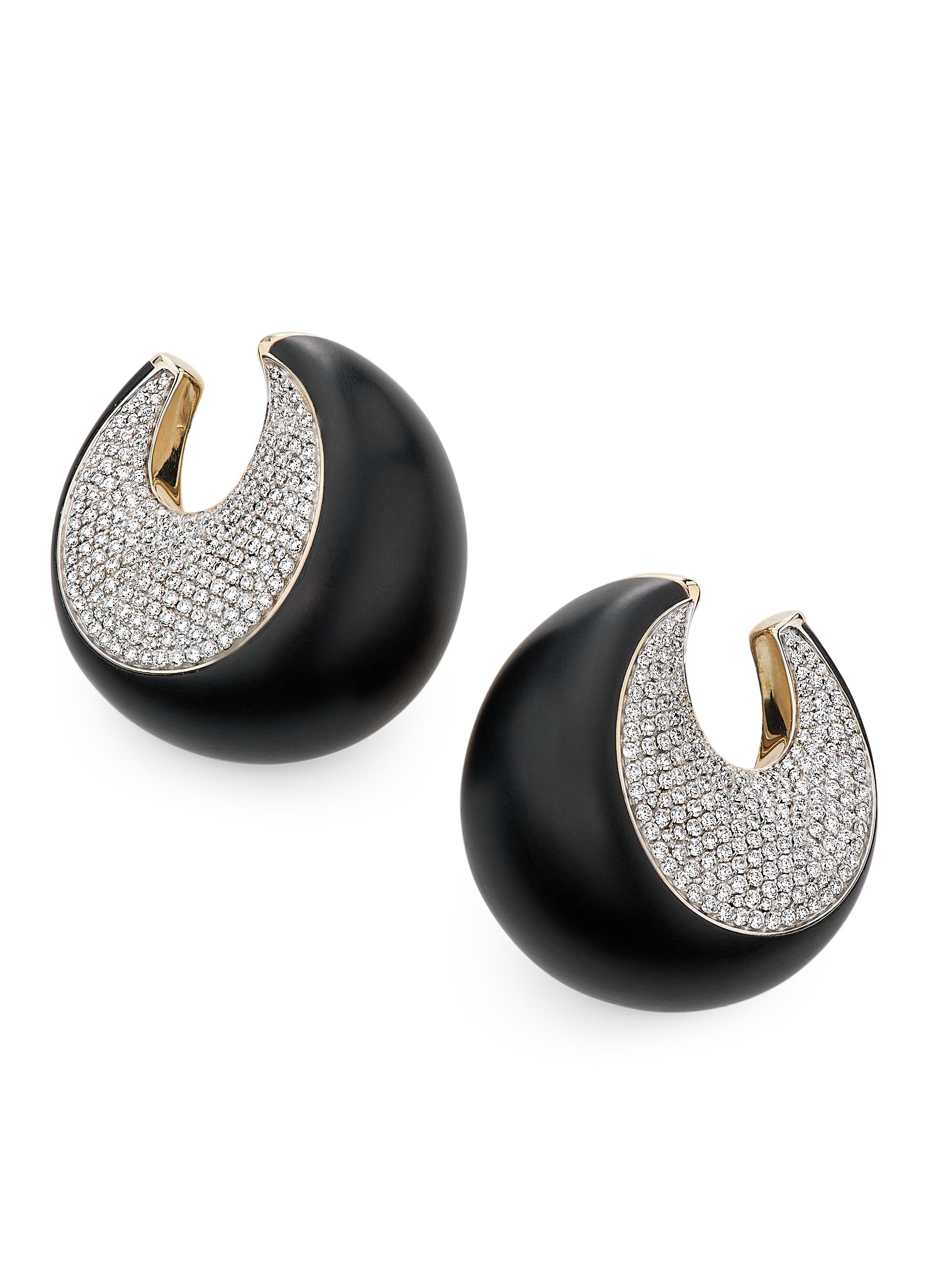 Vhernier Women's Pirouette 18K Yellow Gold, Jet & 2.15 TCW Diamond Clip-On Earrings - Yellow Gold