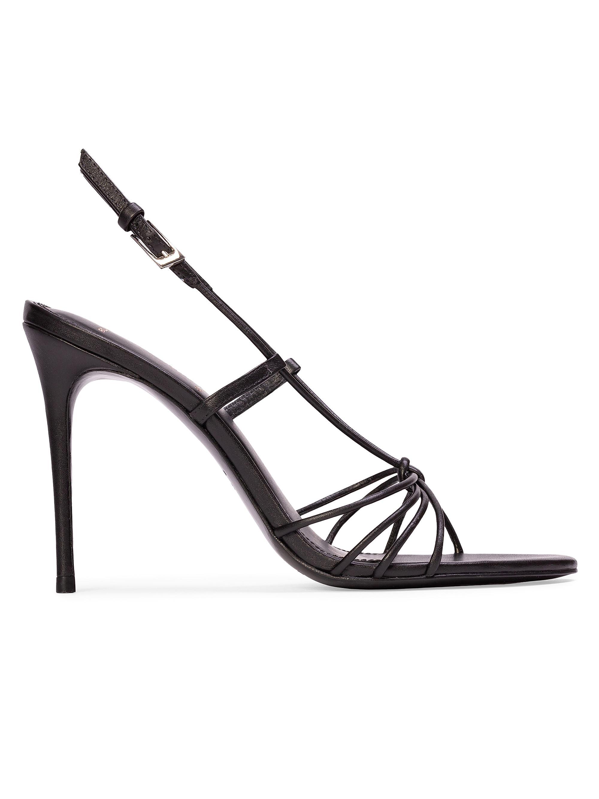 Black Suede Studio Women's Fern 100MM Leather Sandals - Black Leather