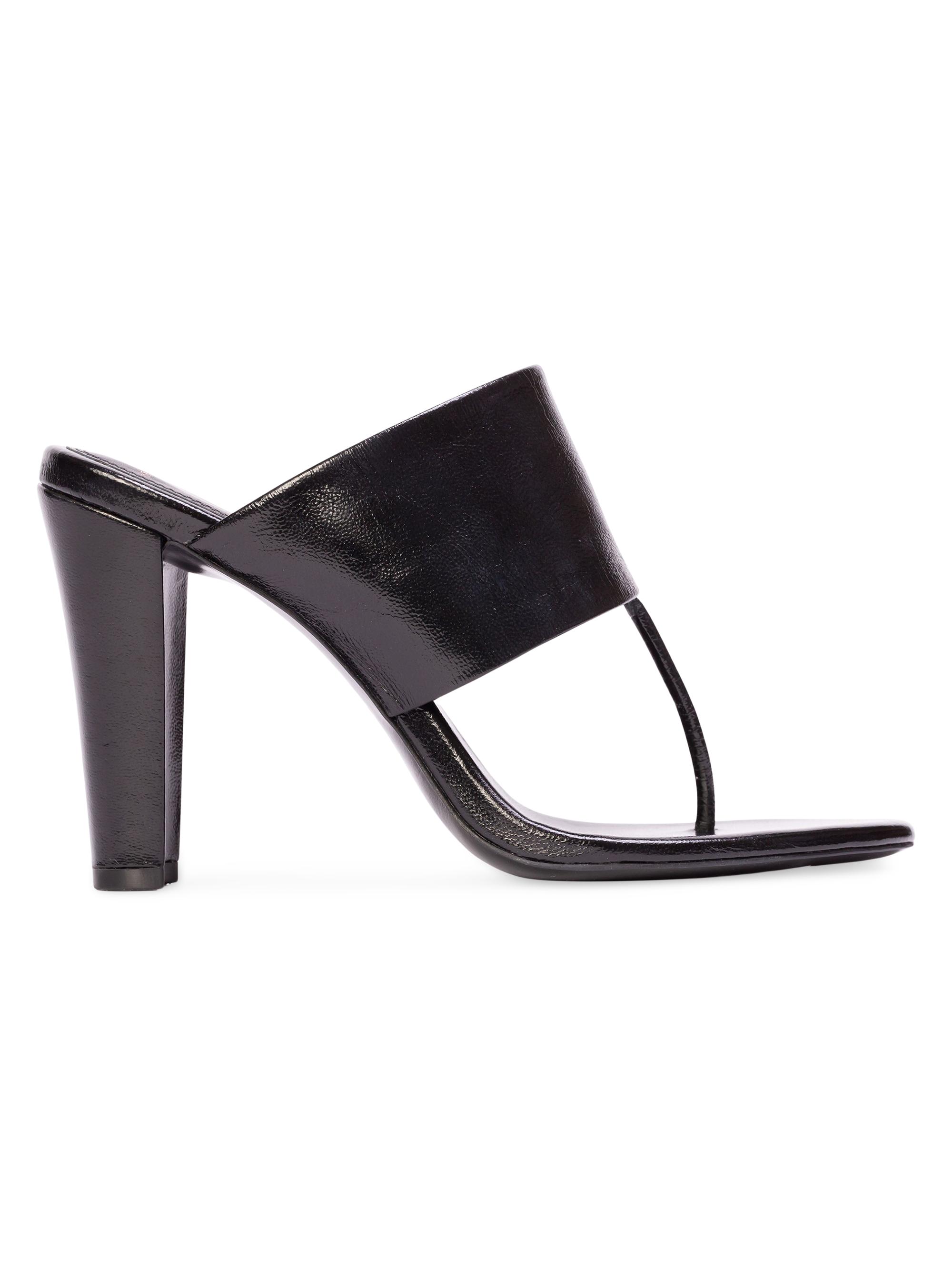 Black Suede Studio Women's Dana 95MM Thong Sandals - Black Leather