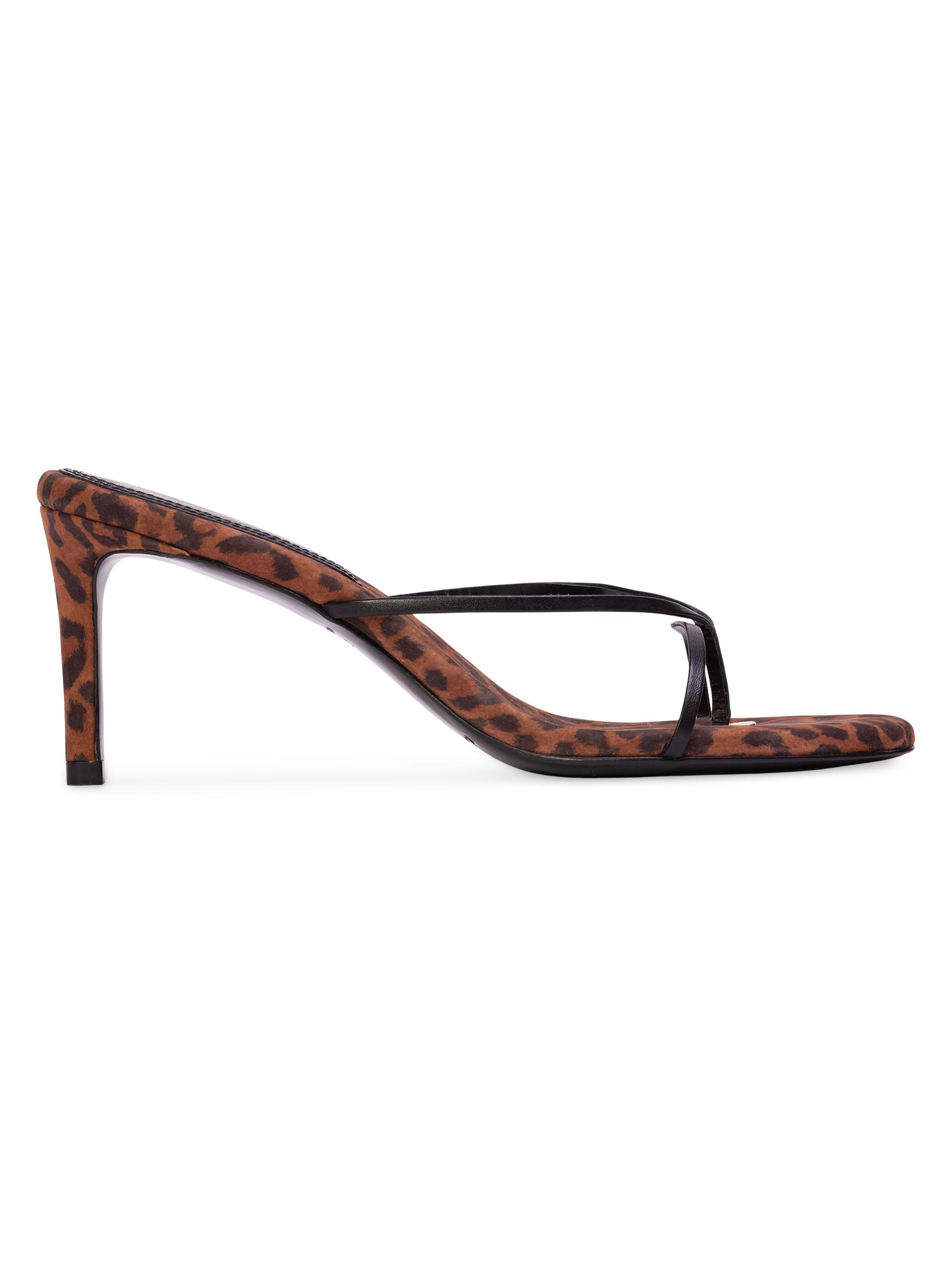 Black Suede Studio Women's Gem 65MM Leopard Sandals - Leopard Nubuck