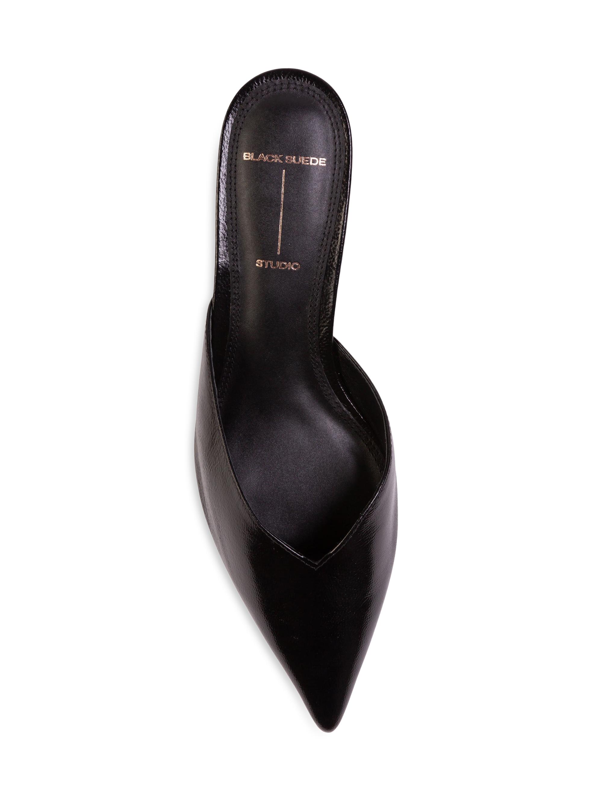 Black Suede Studio Women's Sofia 35MM Slipper Mules - Black Leather | Thumbnail 3