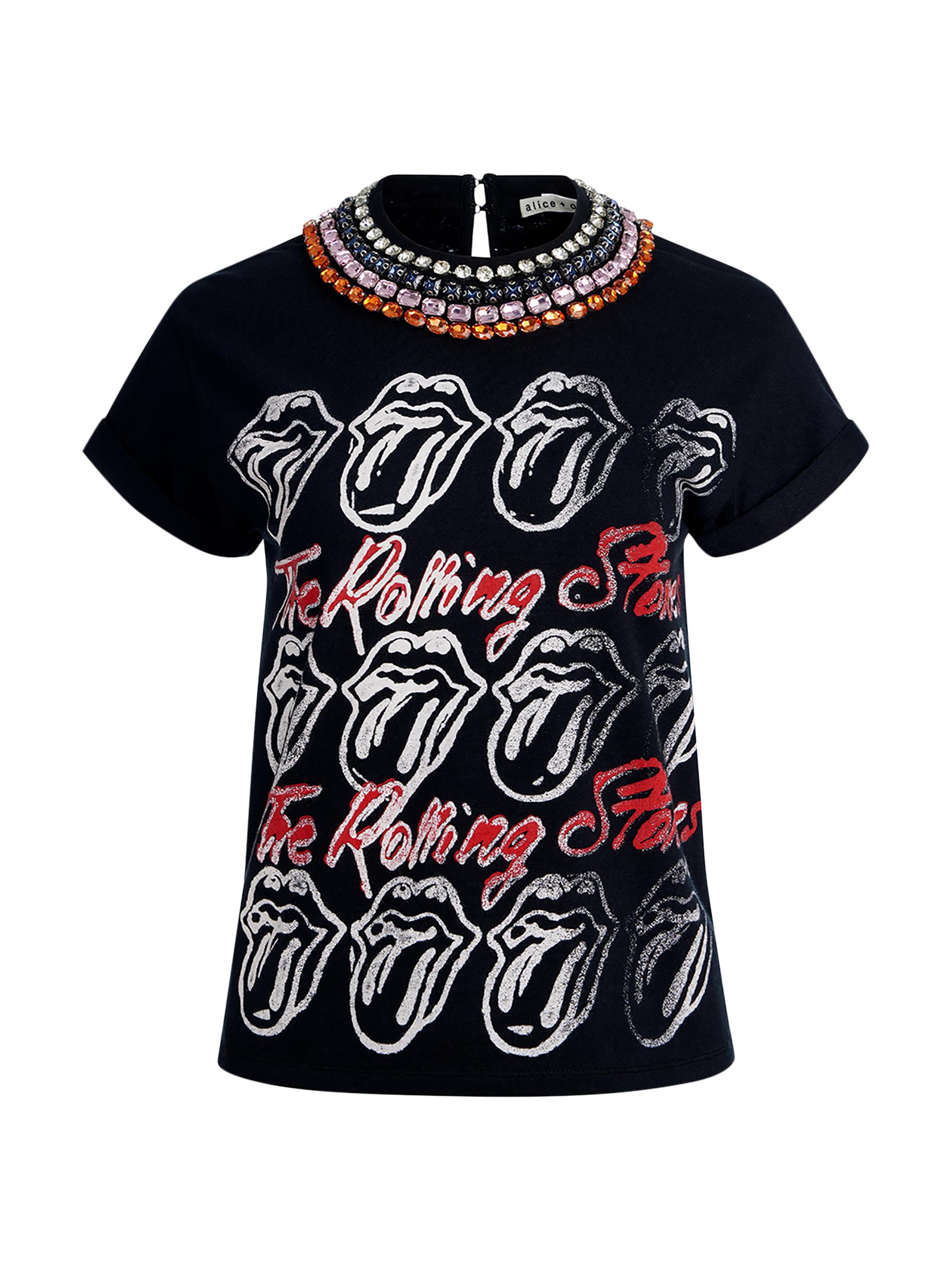 Alice + Olivia Women's Maxie Embellished Band T-Shirt - Black Multi