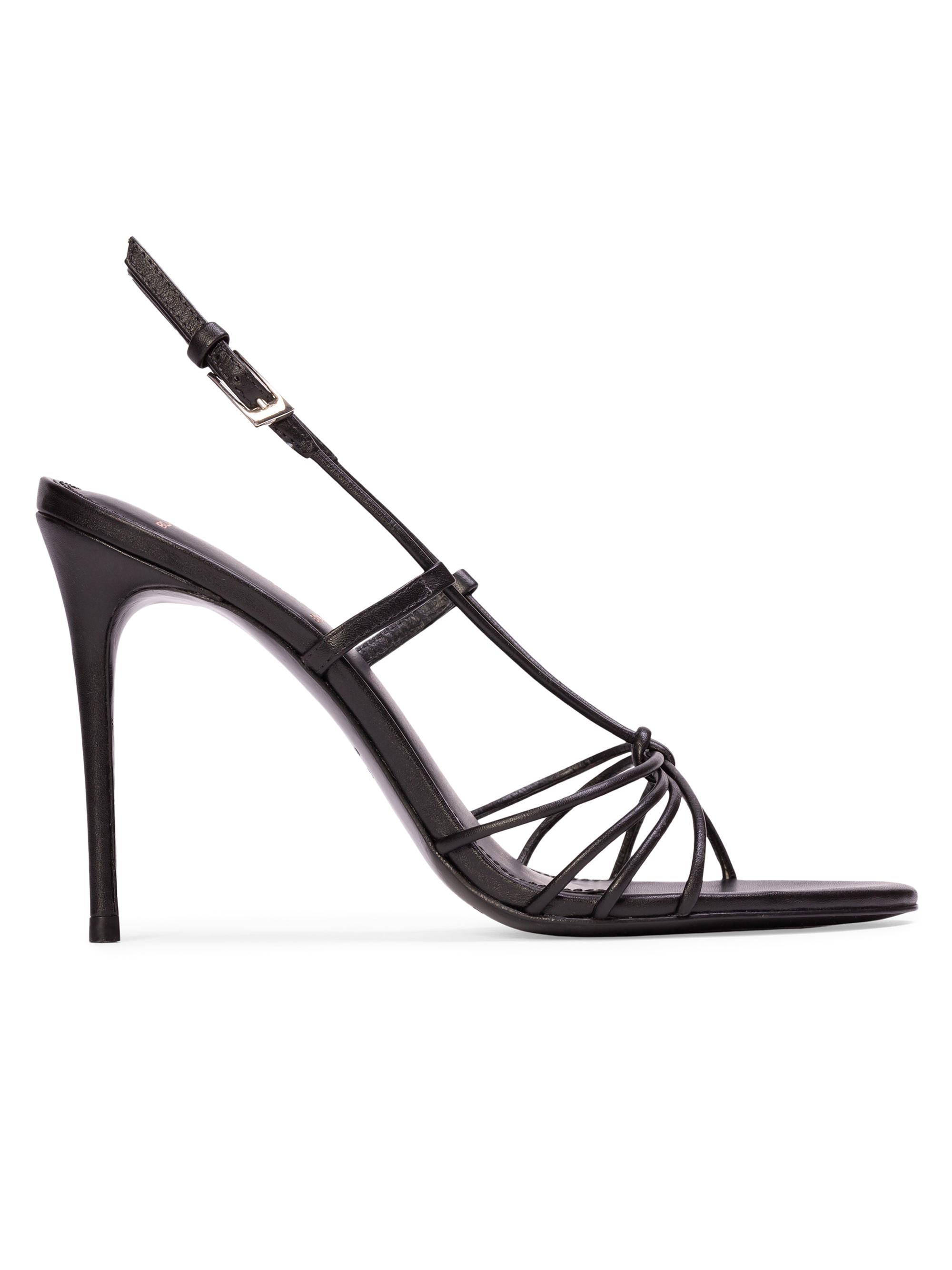 Black Suede Studio Women's Fern 100MM Leather Sandals - Black Leather