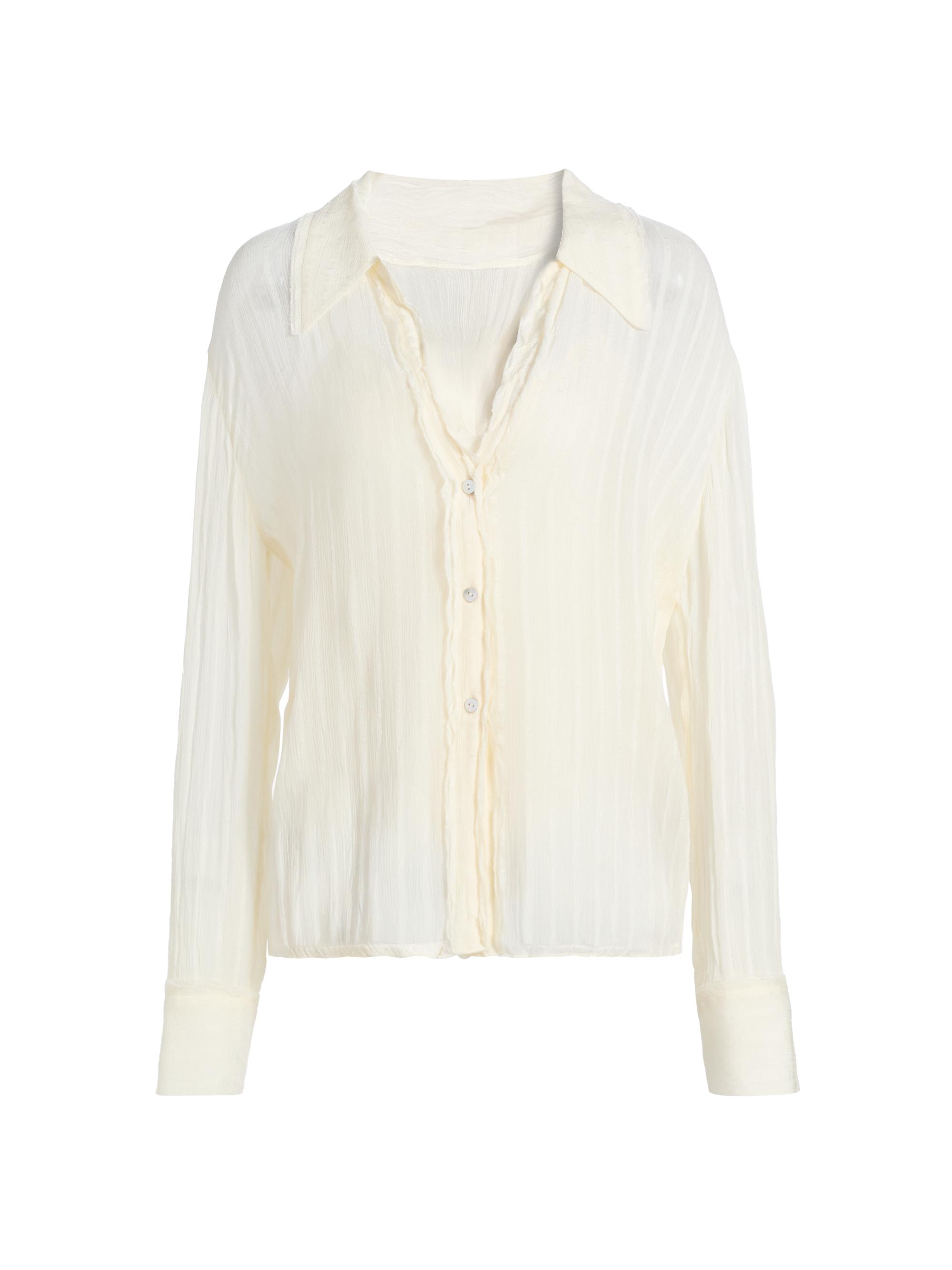 Vince Women's Crushed Striped Sheer Shirt - Off White