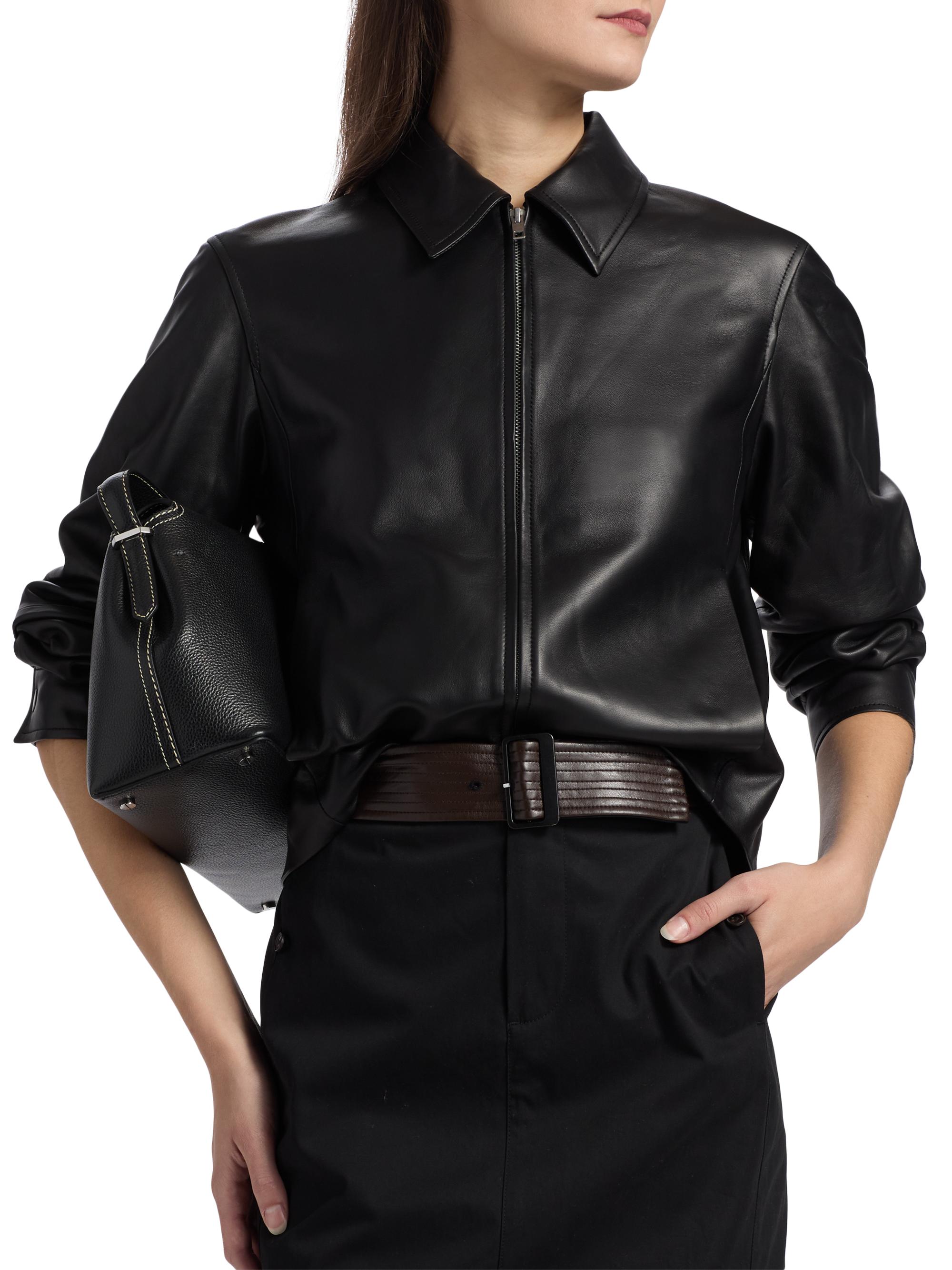 Vince Leather Zip-Front Crop Jacket | Saks Fifth Avenue