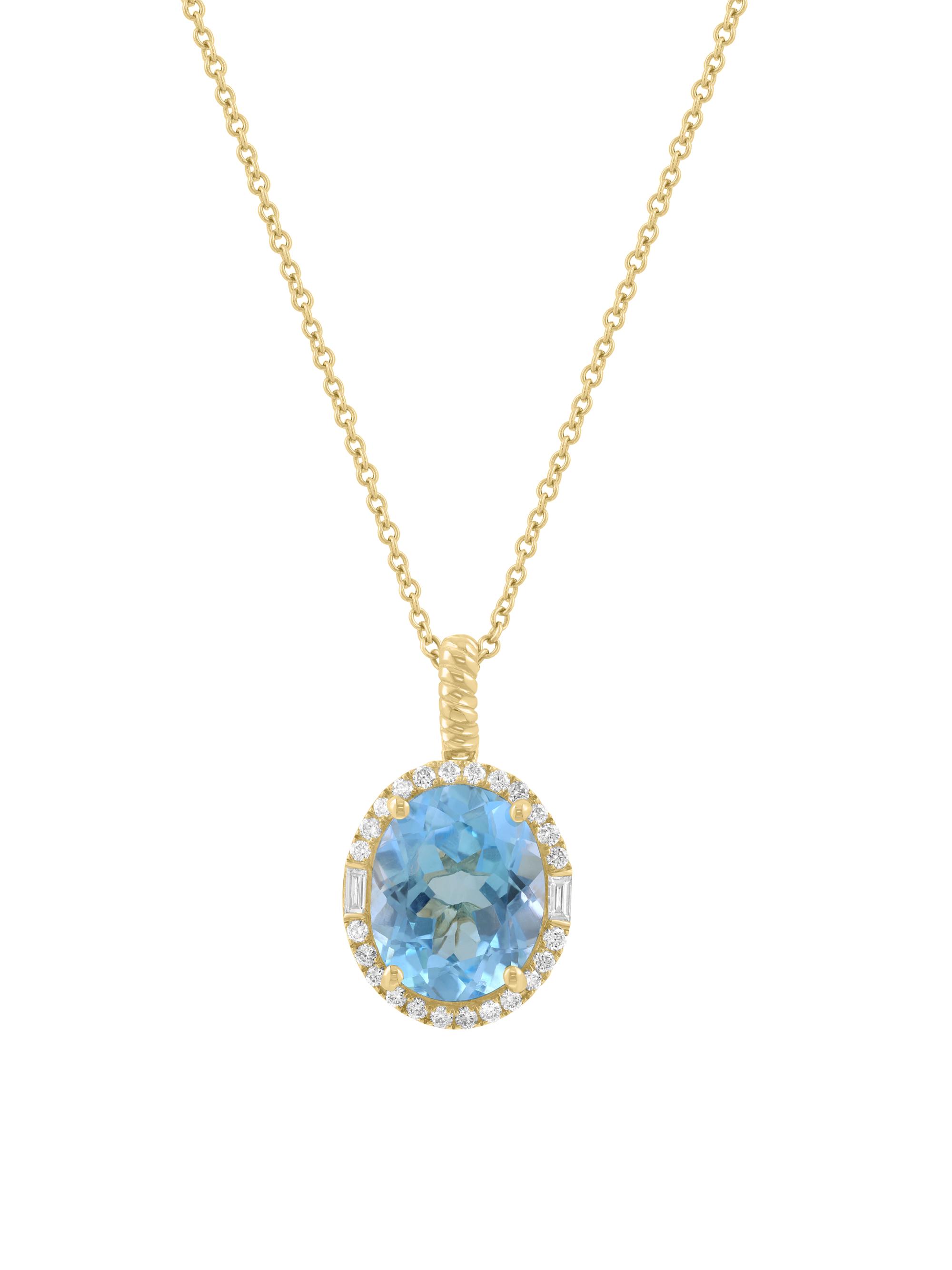 Saks Fifth Avenue Collection Women's 14K Yellow Gold, Sky Blue Topaz & 0.23 TCW Diamond Halo Pendant Necklace - Yellow Gold