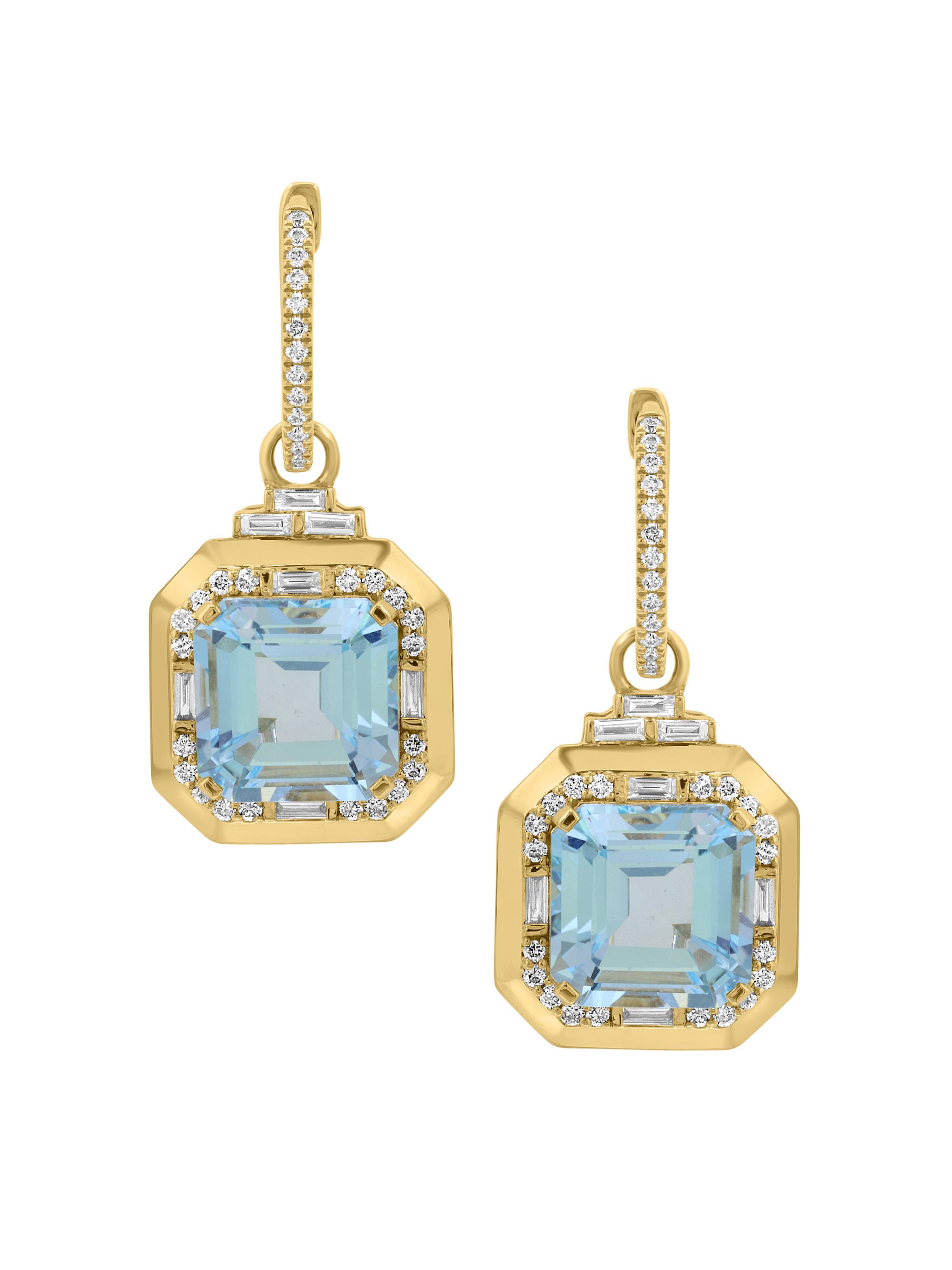 Saks Fifth Avenue Collection Women's 14K Yellow Gold, Sky Blue Topaz & 0.50 TCW Diamond Drop Earrings - Yellow Gold
