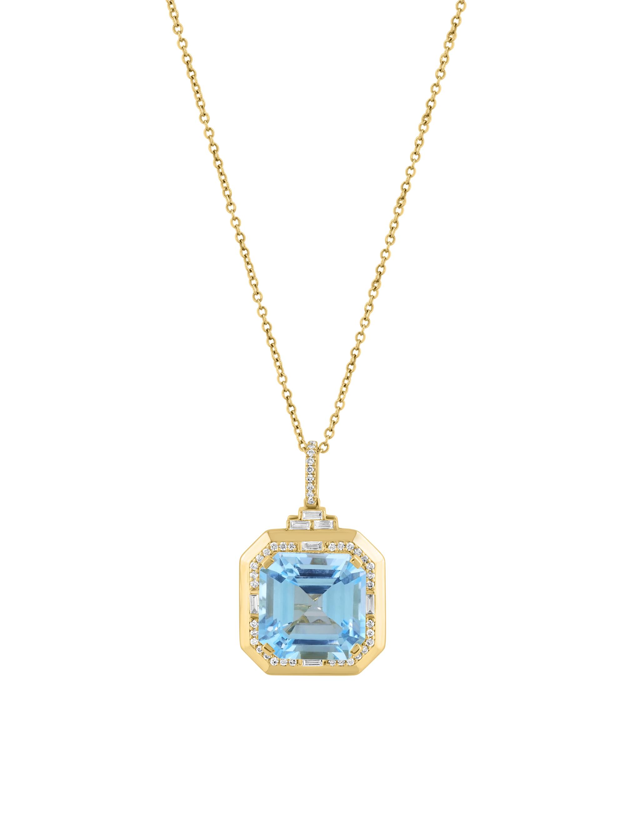 Saks Fifth Avenue Collection Women's 14K Yellow Gold, Blue Topaz & 0.27 TCW Diamond Pendant Necklace - Yellow Gold