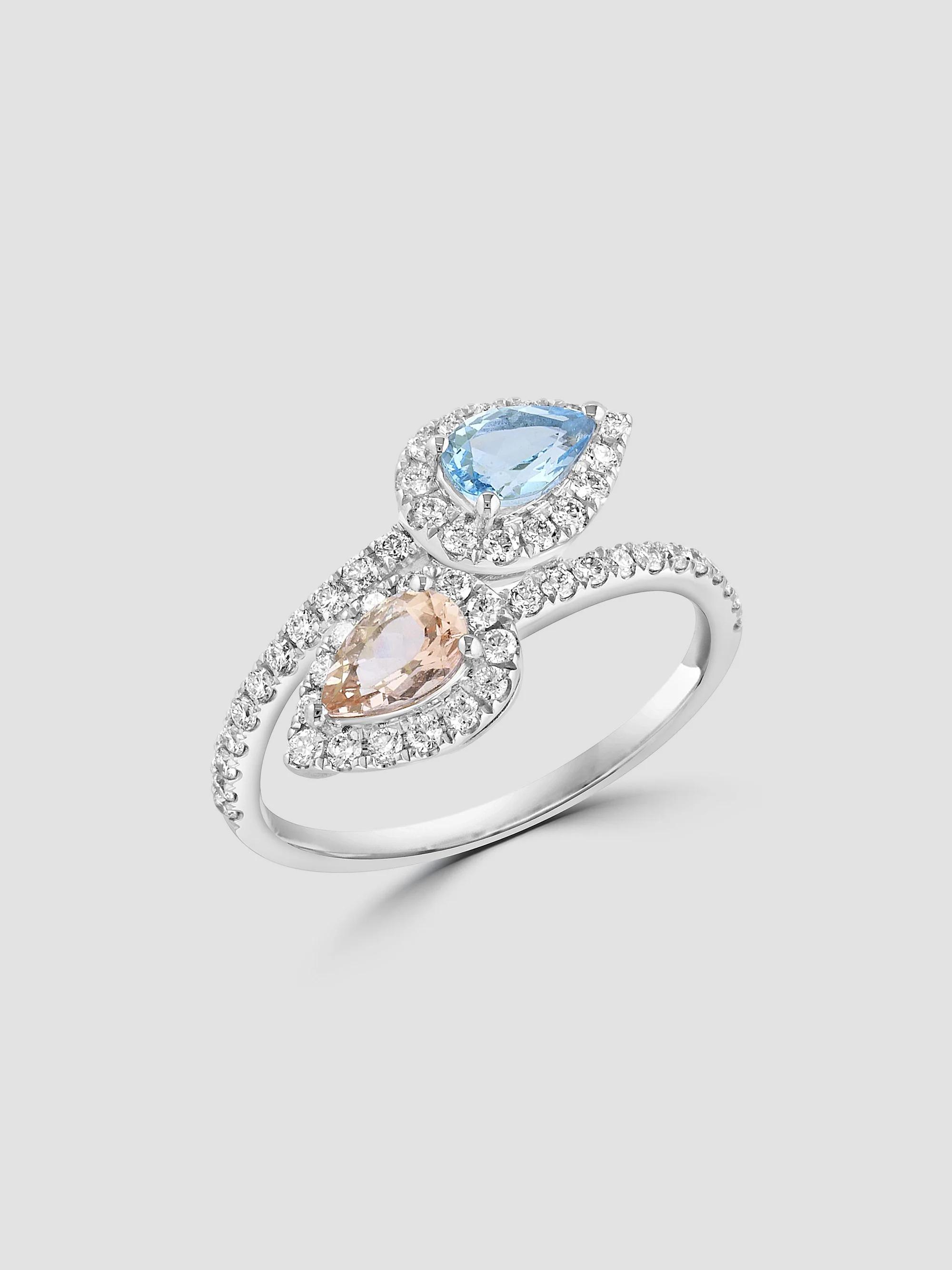 Saks Fifth Avenue Collection Women's 14K White Gold & Multi-Gemstone Bypass Ring - White Gold - Size 6.5