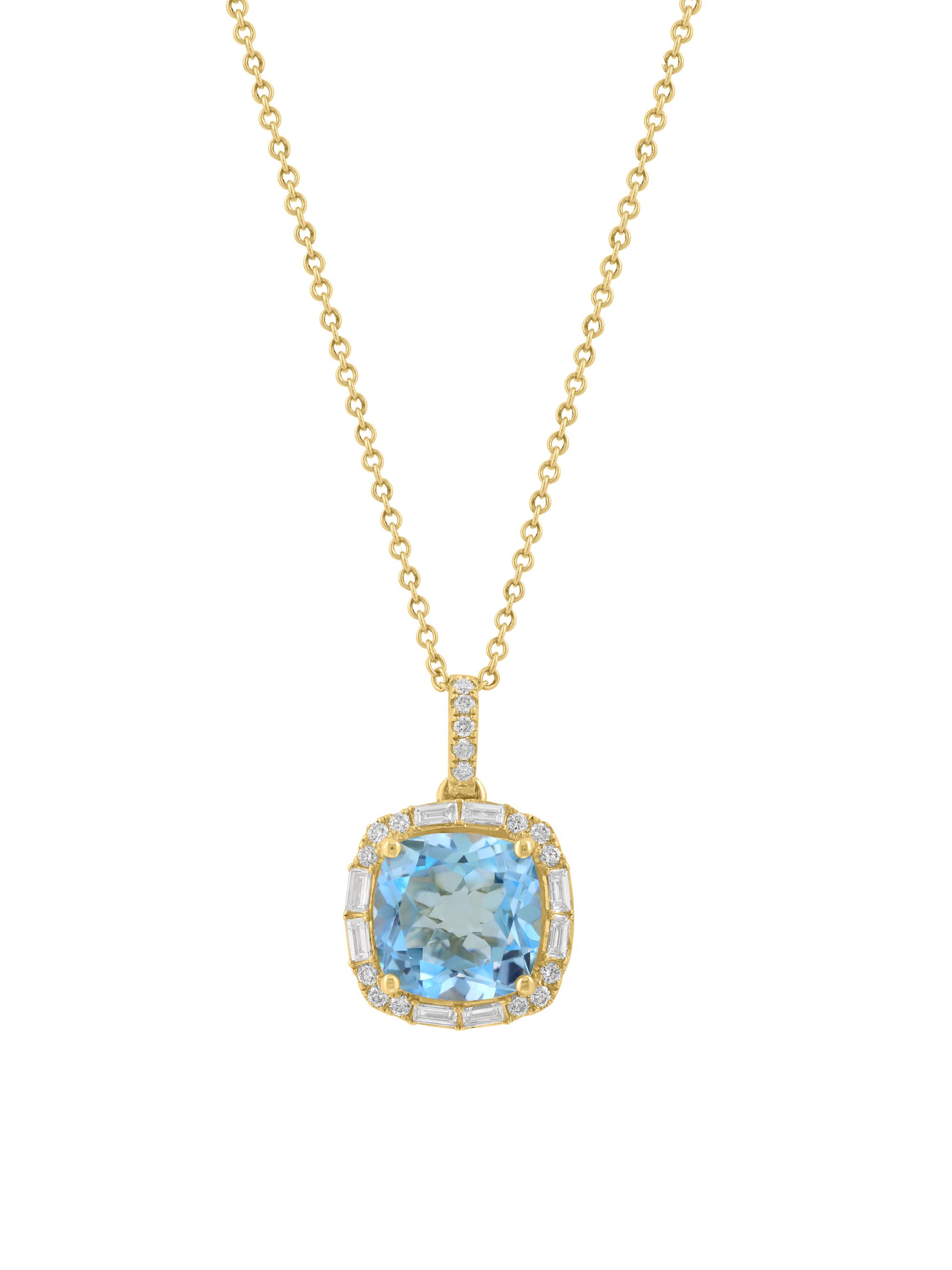 Saks Fifth Avenue Collection Women's 14K Yellow Gold, Sky Blue Topaz & 0.34 TCW Diamond Halo Pendant Necklace - Yellow Gold