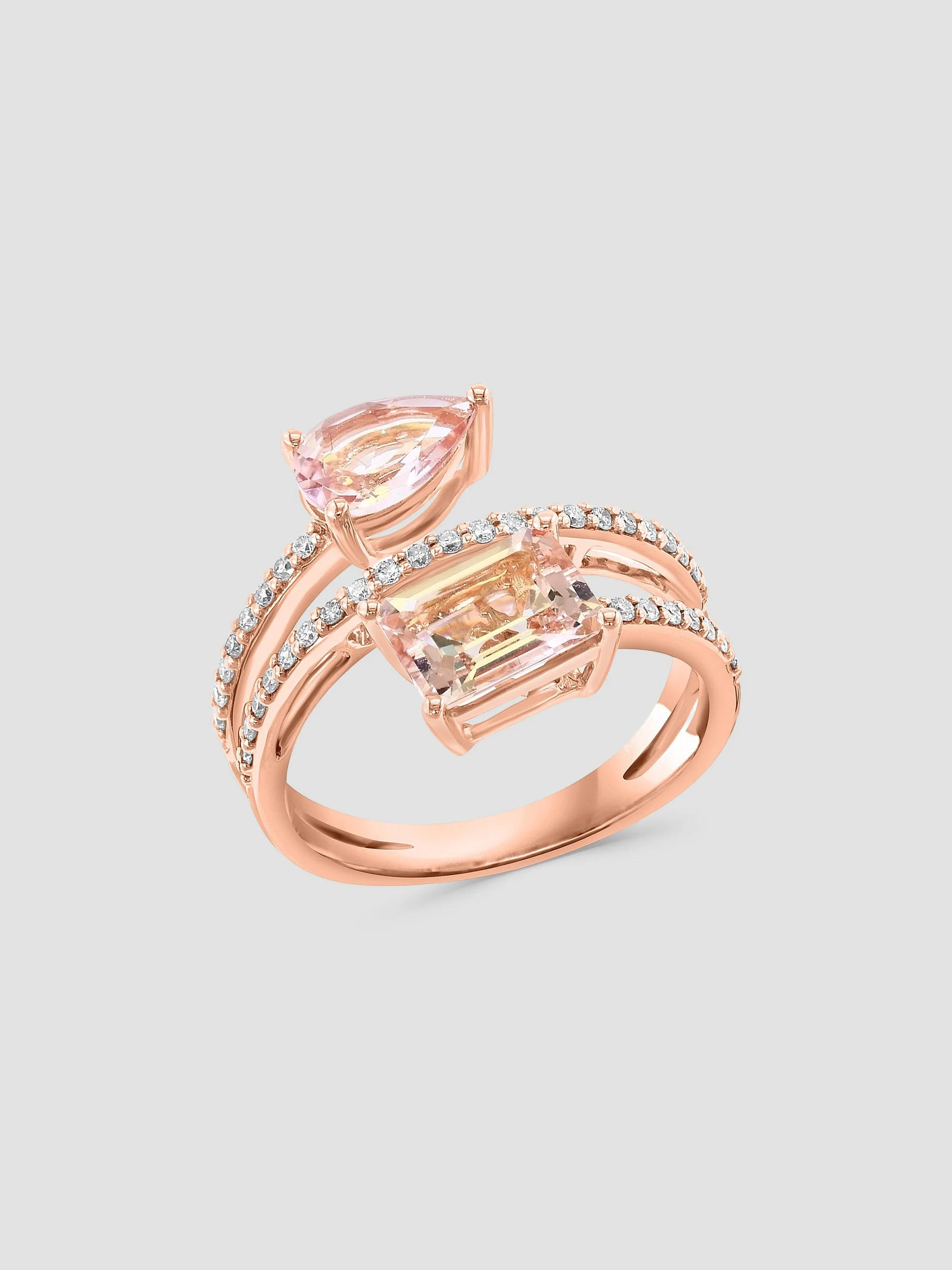 Saks Fifth Avenue Collection Women's 14K Rose Gold, Morganite & 0.27 TCW Diamond Wrap Ring - Rose Gold - Size 7