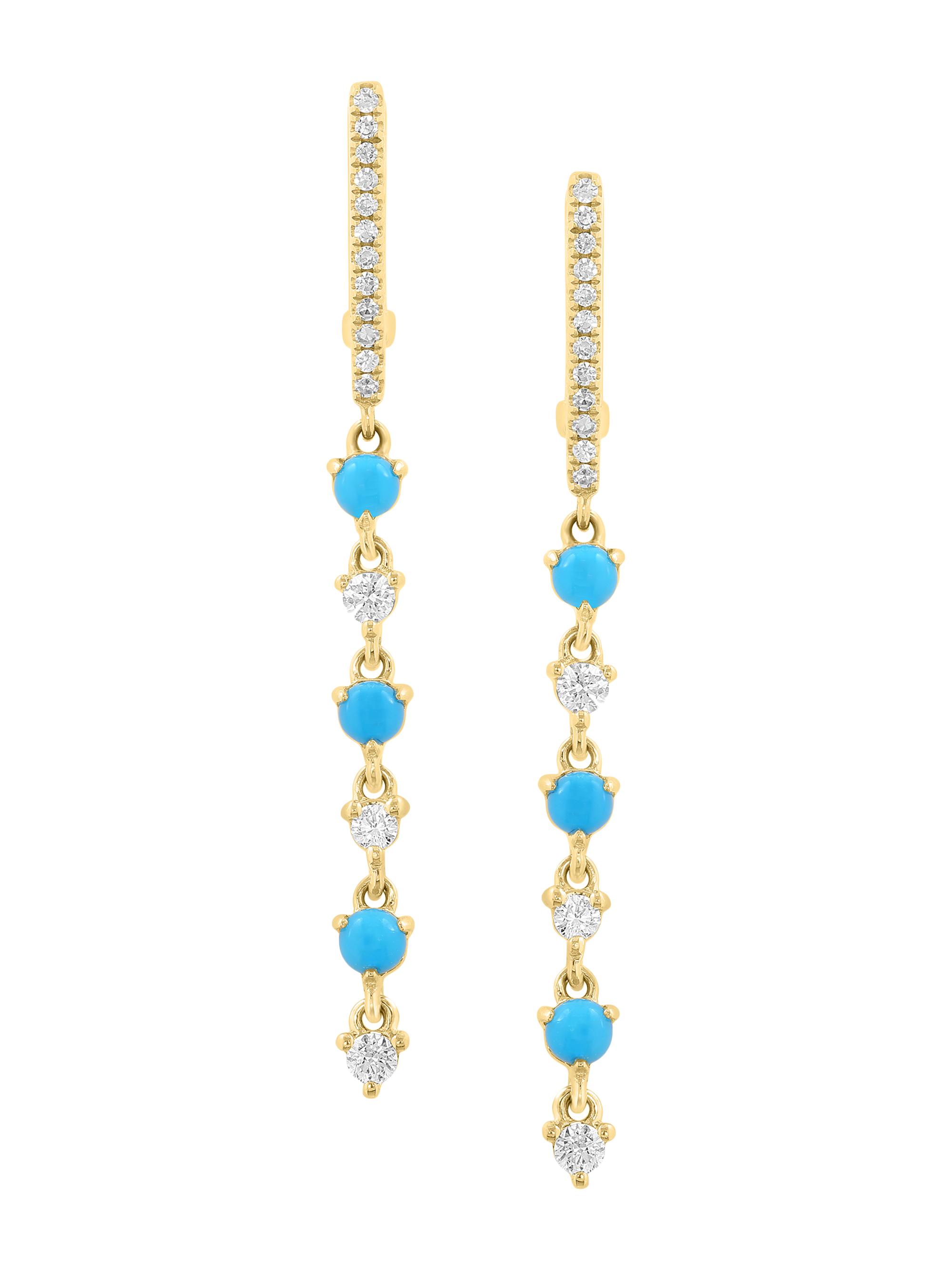 Saks Fifth Avenue Collection Women's 14K Yellow Gold, Turquoise & 0.22 TCW Diamond Drop Earrings - Yellow Gold