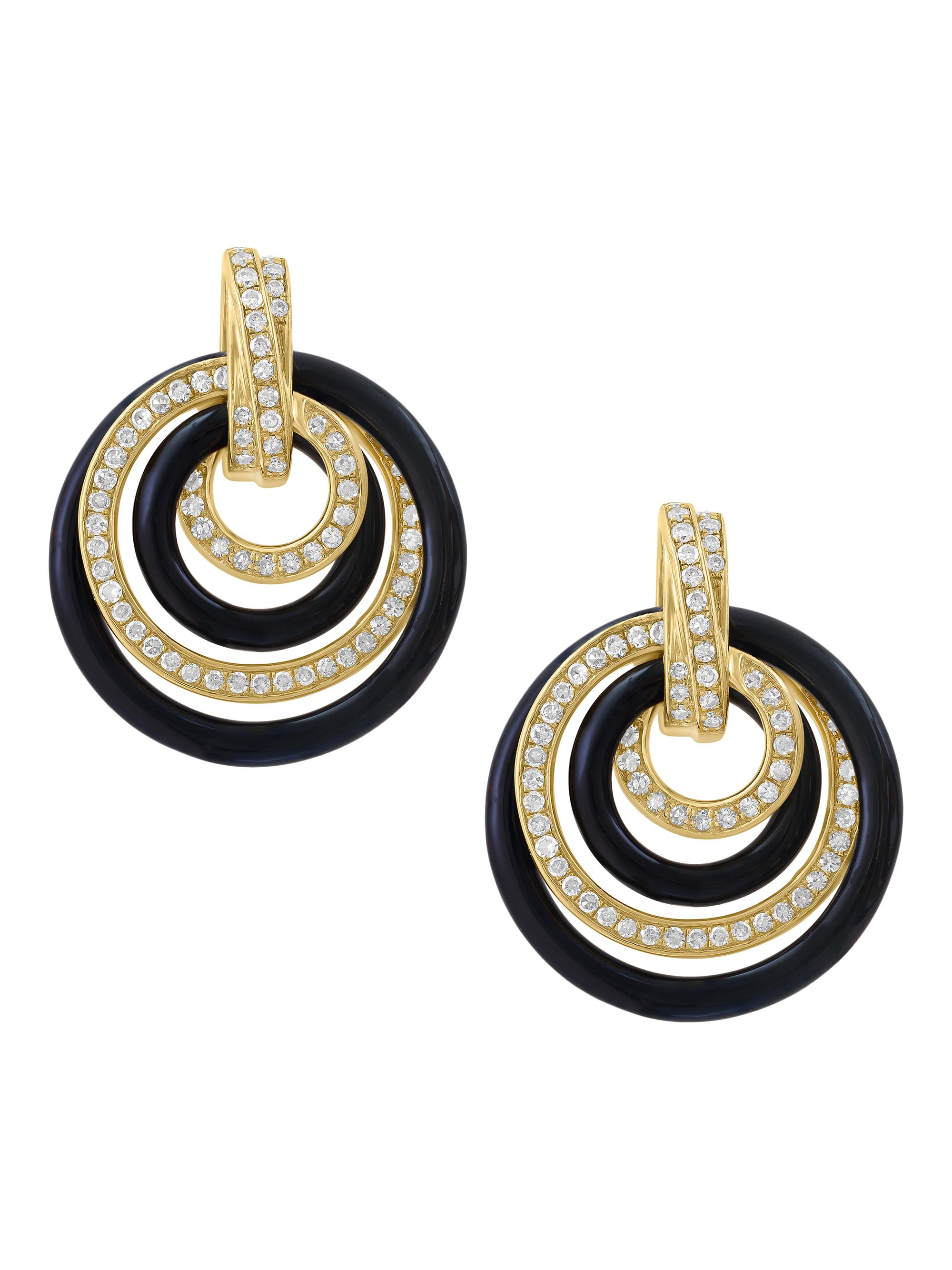 Saks Fifth Avenue Collection Women's 14K Yellow Gold, Black Onyx & 0.58 TCW Diamond Spiral Drop Earrings - Yellow Gold