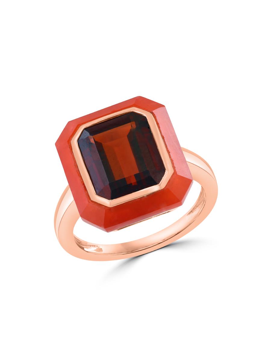 Saks Fifth Avenue Women's 14k Yellow Gold & Gemstone Ring In Red