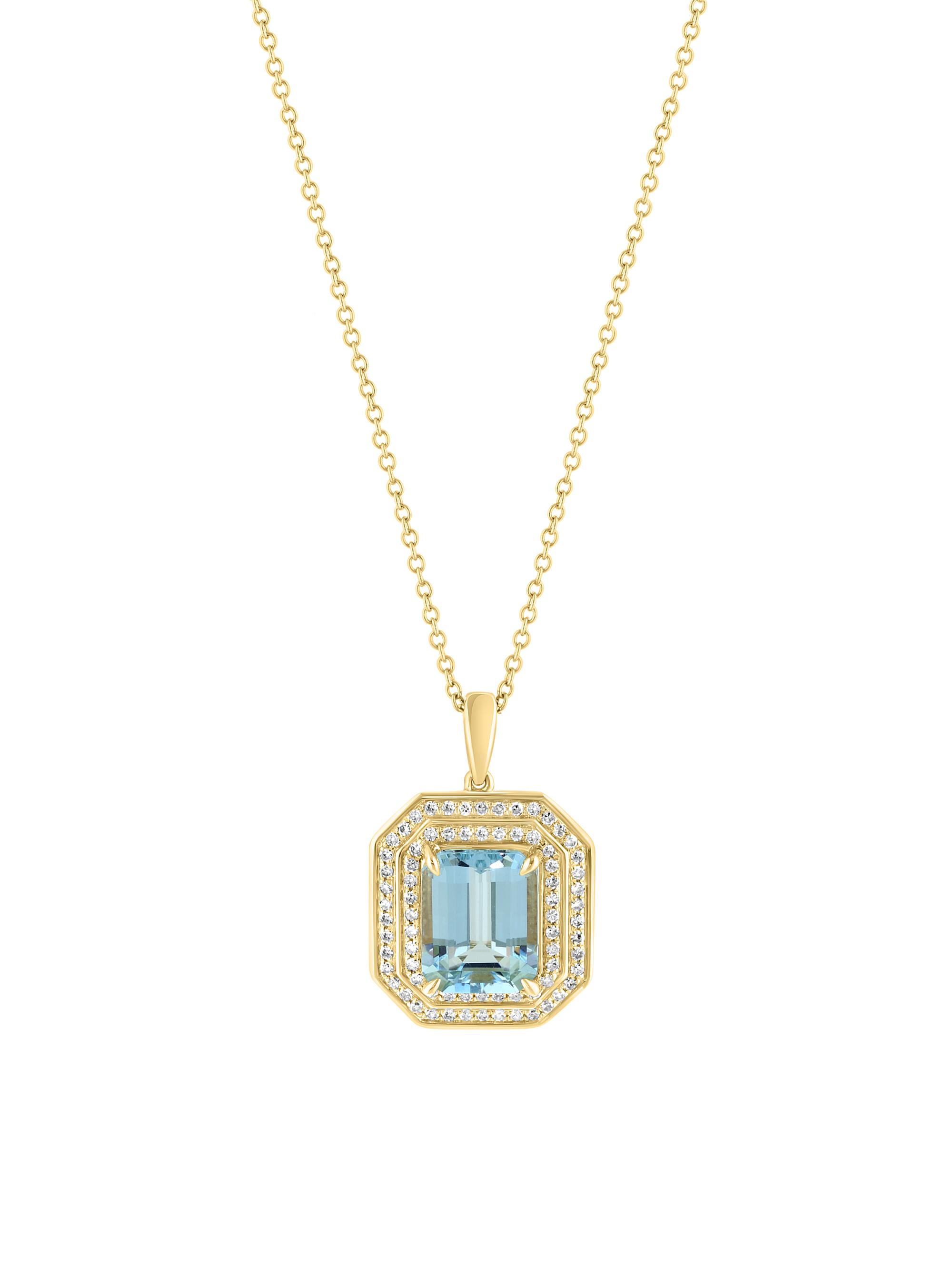 Saks Fifth Avenue Collection Women's 14K Yellow Gold, Aquamarine & 0.29 TCW Diamond Pendant Necklace - Yellow Gold