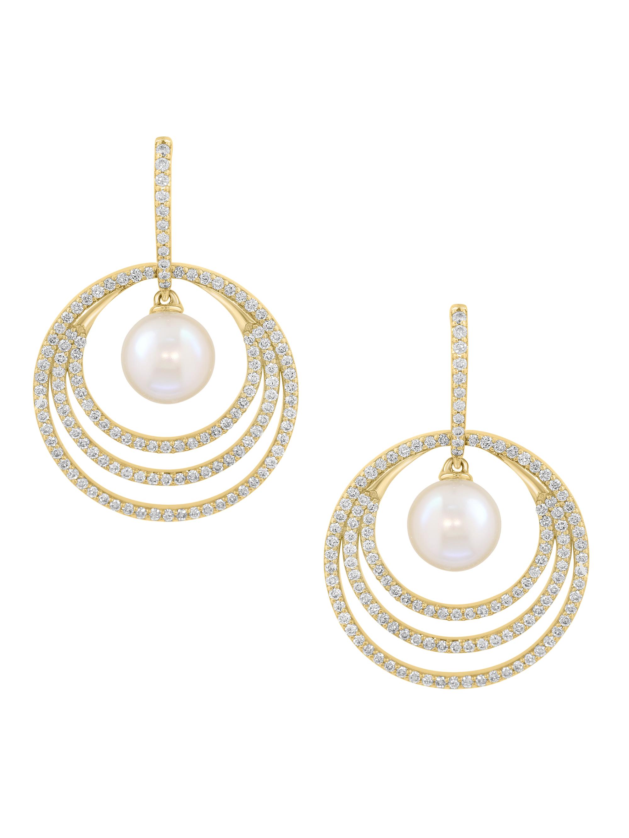 Saks Fifth Avenue Collection Women's 14K Yellow Gold, Freshwater Pearl & 1.00 TCW Diamond Drop Earrings - Yellow Gold