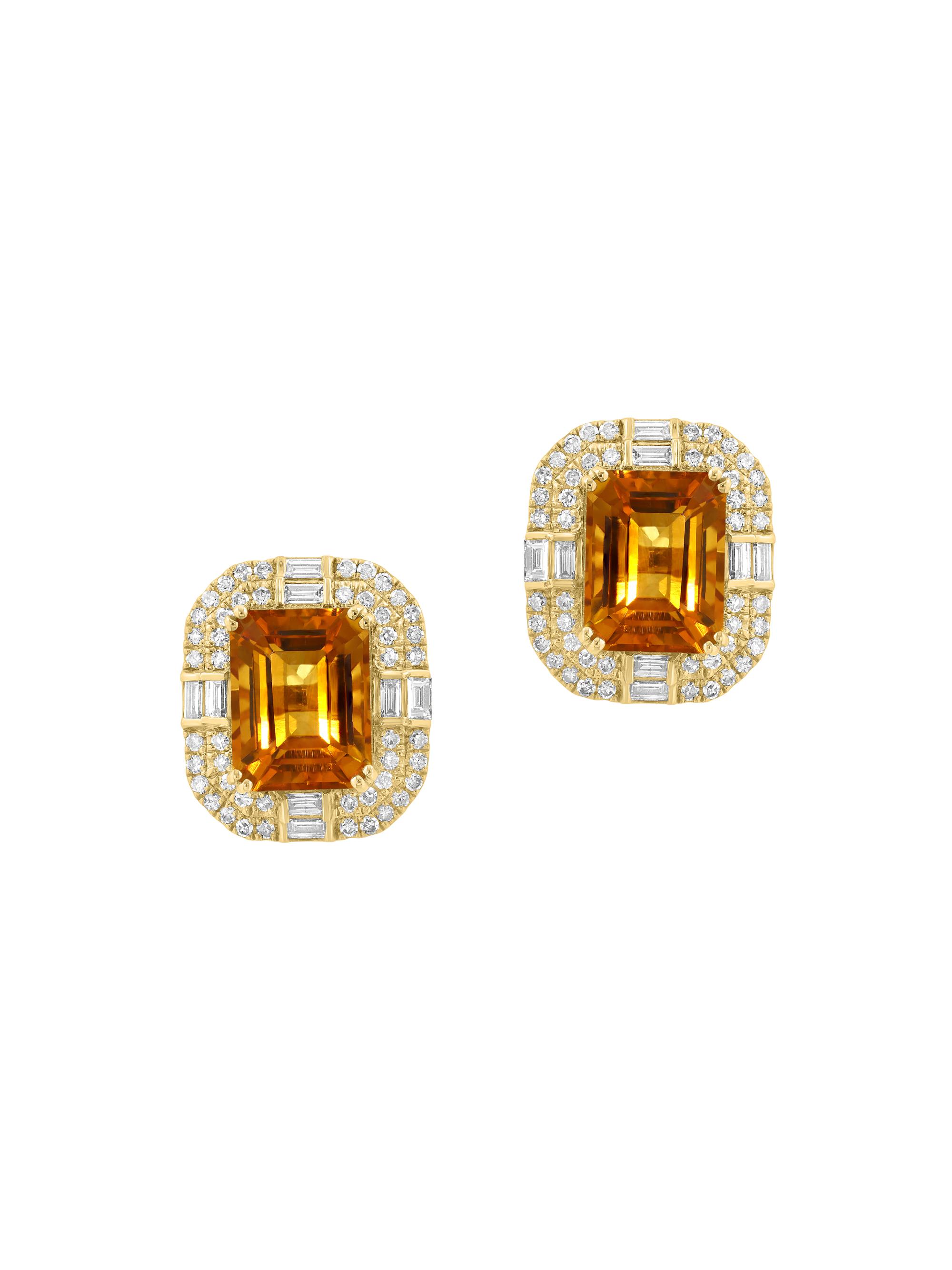Saks Fifth Avenue Collection Women's 14K Yellow Gold, Madeira Citrine & 0.51 TCW Diamond Halo Stud Earrings - Yellow Gold