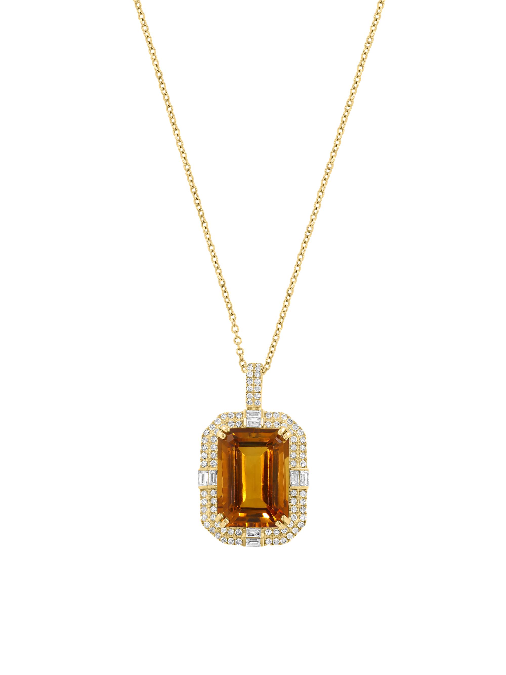 Saks Fifth Avenue Collection Women's 14K Yellow Gold, Citrine & 0.53 TCW Diamond Halo Pendant Necklace - Yellow Gold