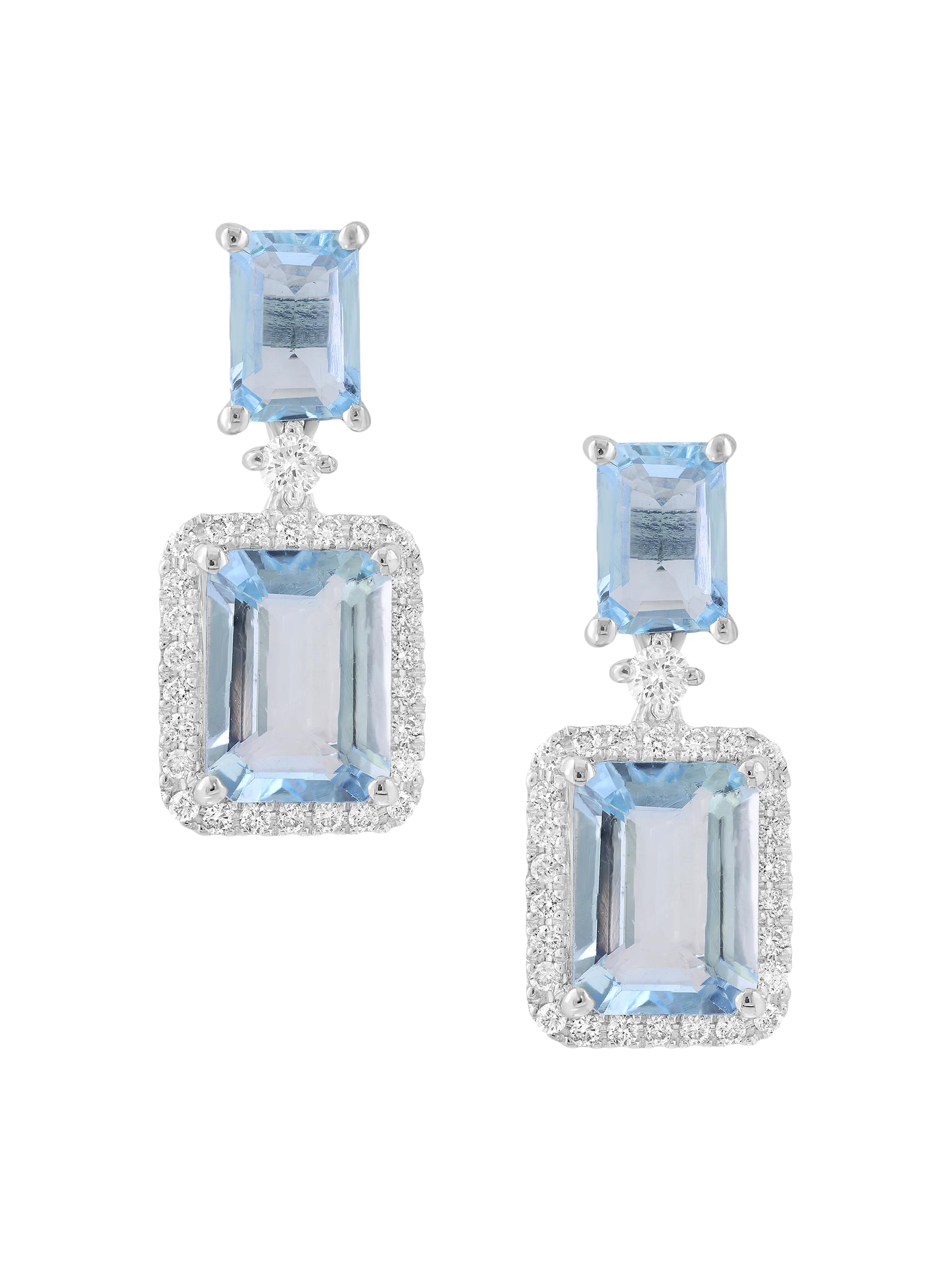 Saks Fifth Avenue Collection Women's 14K White Gold, Aquamarine & 0.31 TCW Diamond Drop Earrings - White Gold