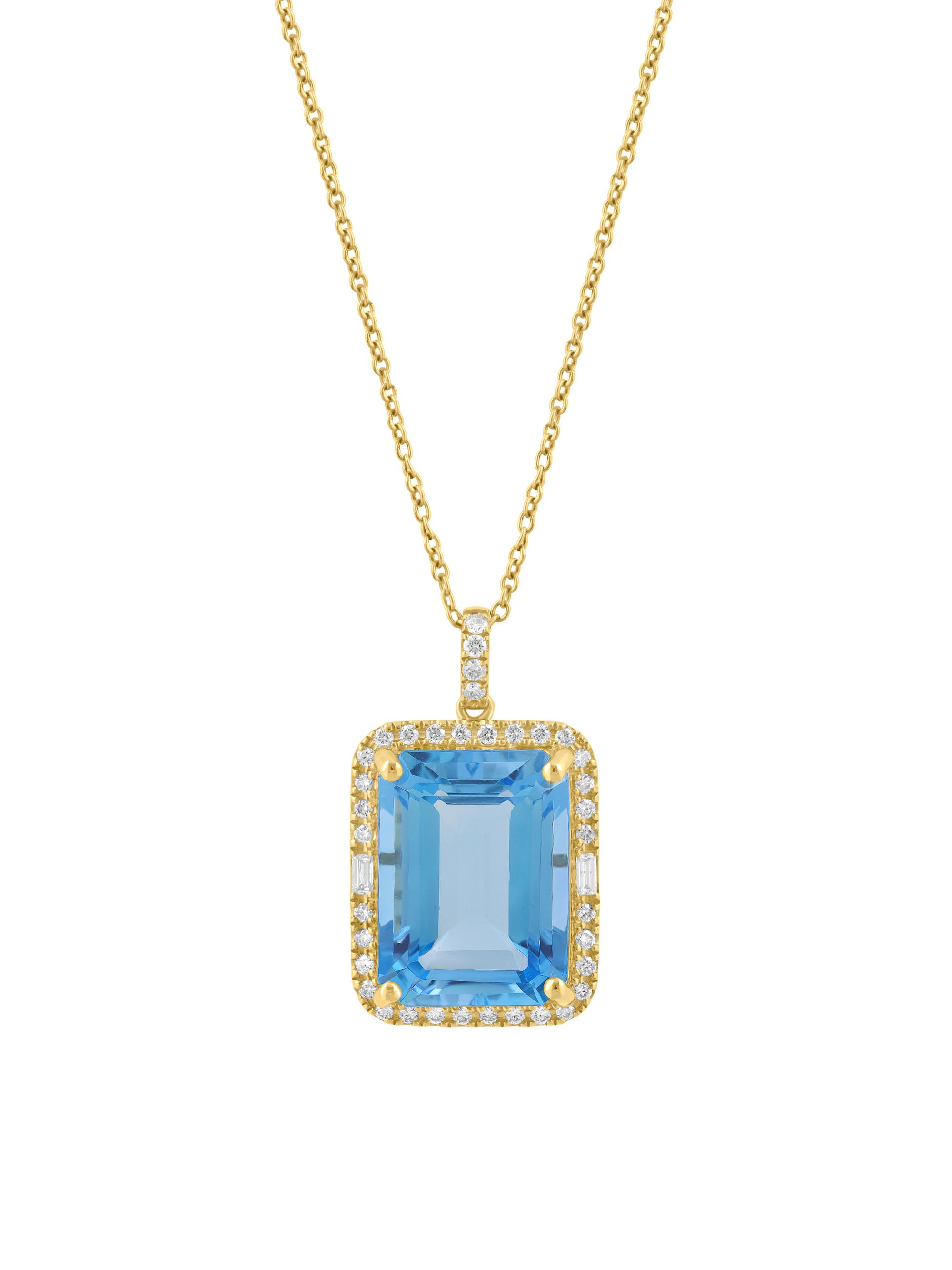 Saks Fifth Avenue Collection Women's 14K Yellow Gold, Sky Blue Topaz & 0.33 TCW Diamond Halo Pendant Necklace - Yellow Gold