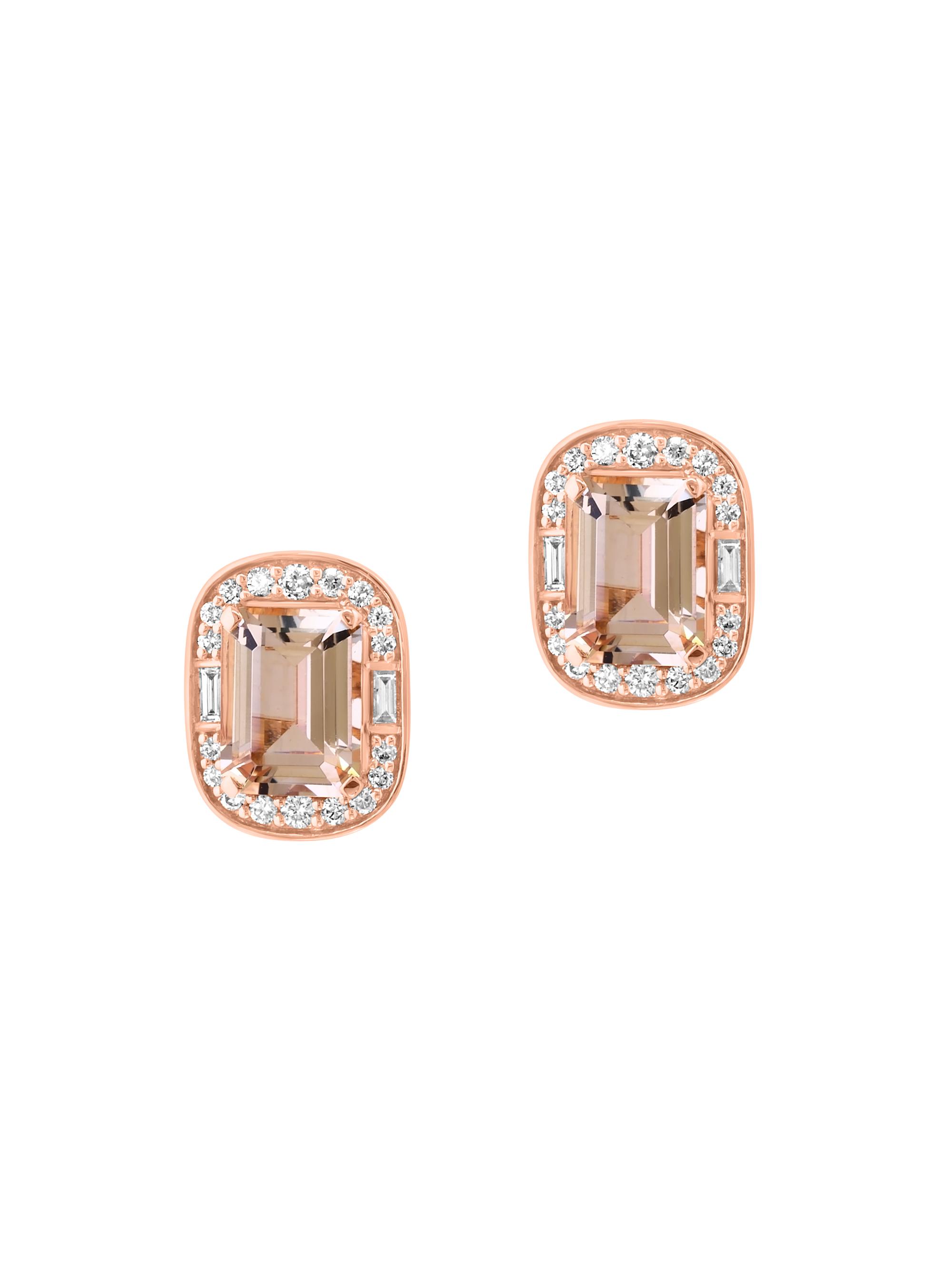 Saks Fifth Avenue Collection Women's 14K Rose Gold, Morganite & 0.32 TCW Diamond Stud Earrings - Rose Gold