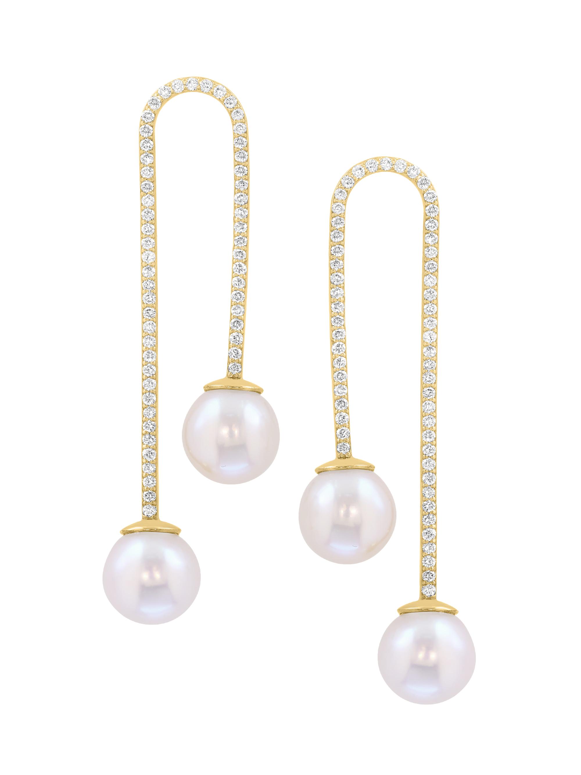 Saks Fifth Avenue Collection Women's 14K Yellow Gold, Cultured Freshwater Pearl, & 0.65 TCW Diamond Drop Earrings - Yellow Gold