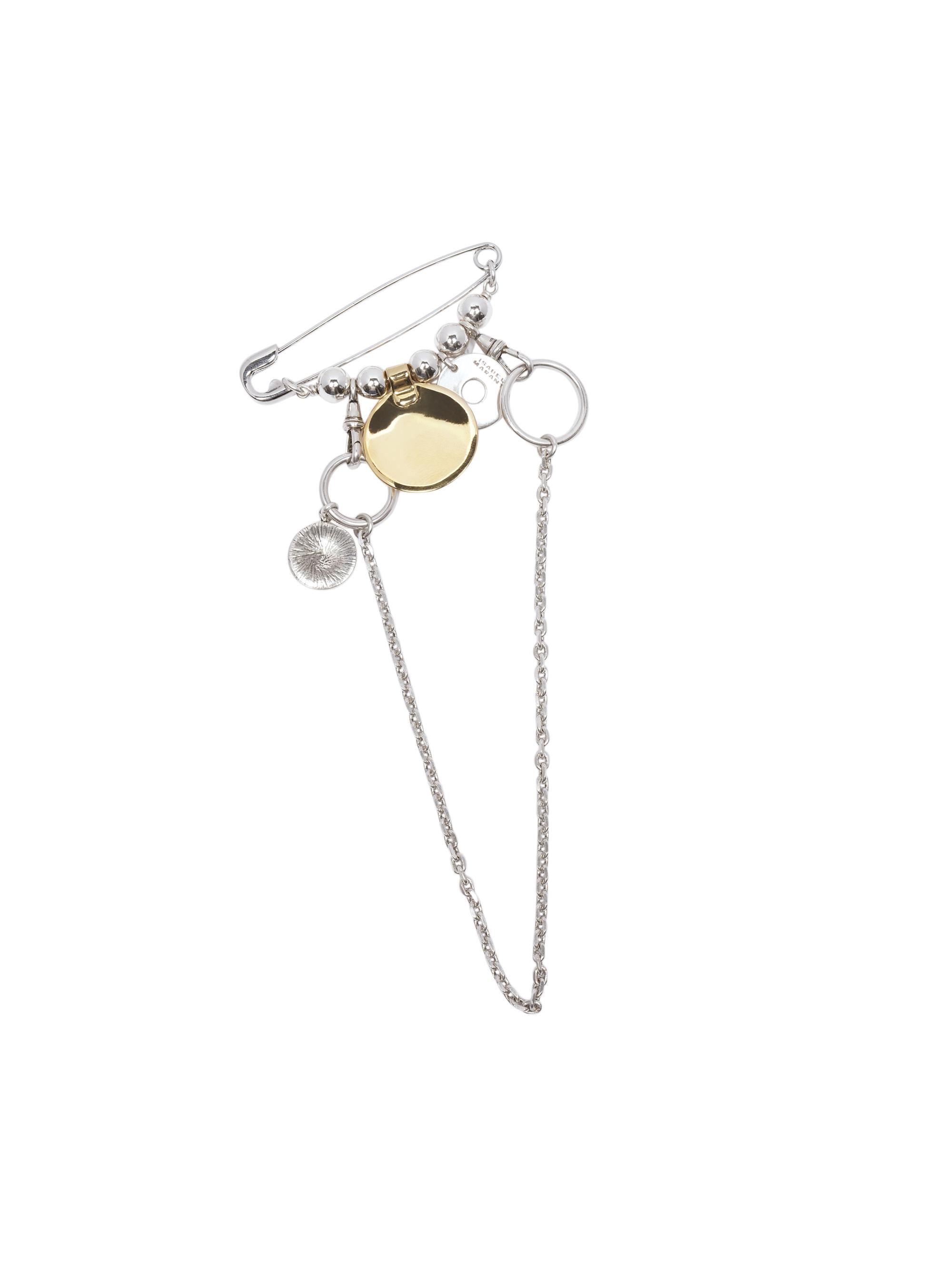 Isabel Marant Women's Safety Pin & Charm Pendant Brooch - Silver Dore