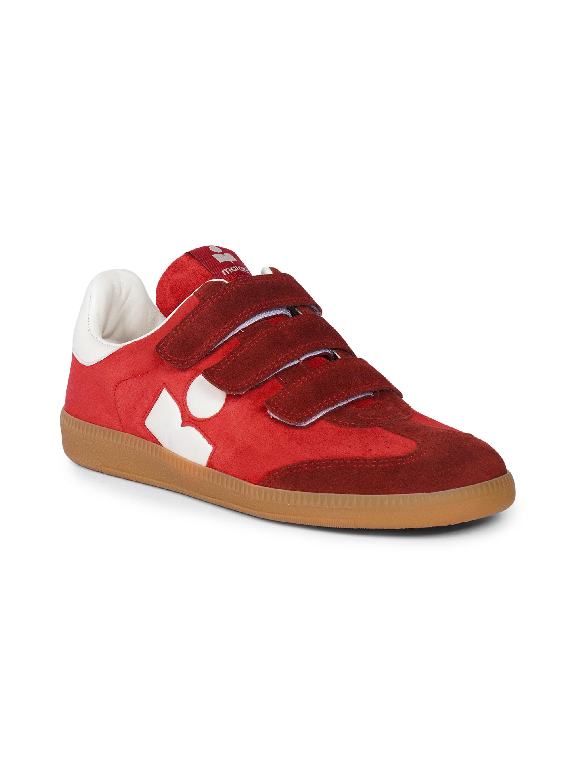 Isabel Marant Women's Beth Suede Low-Top Sneakers - Scarlet Red Burgundy - back view in Scarlet red burgundy