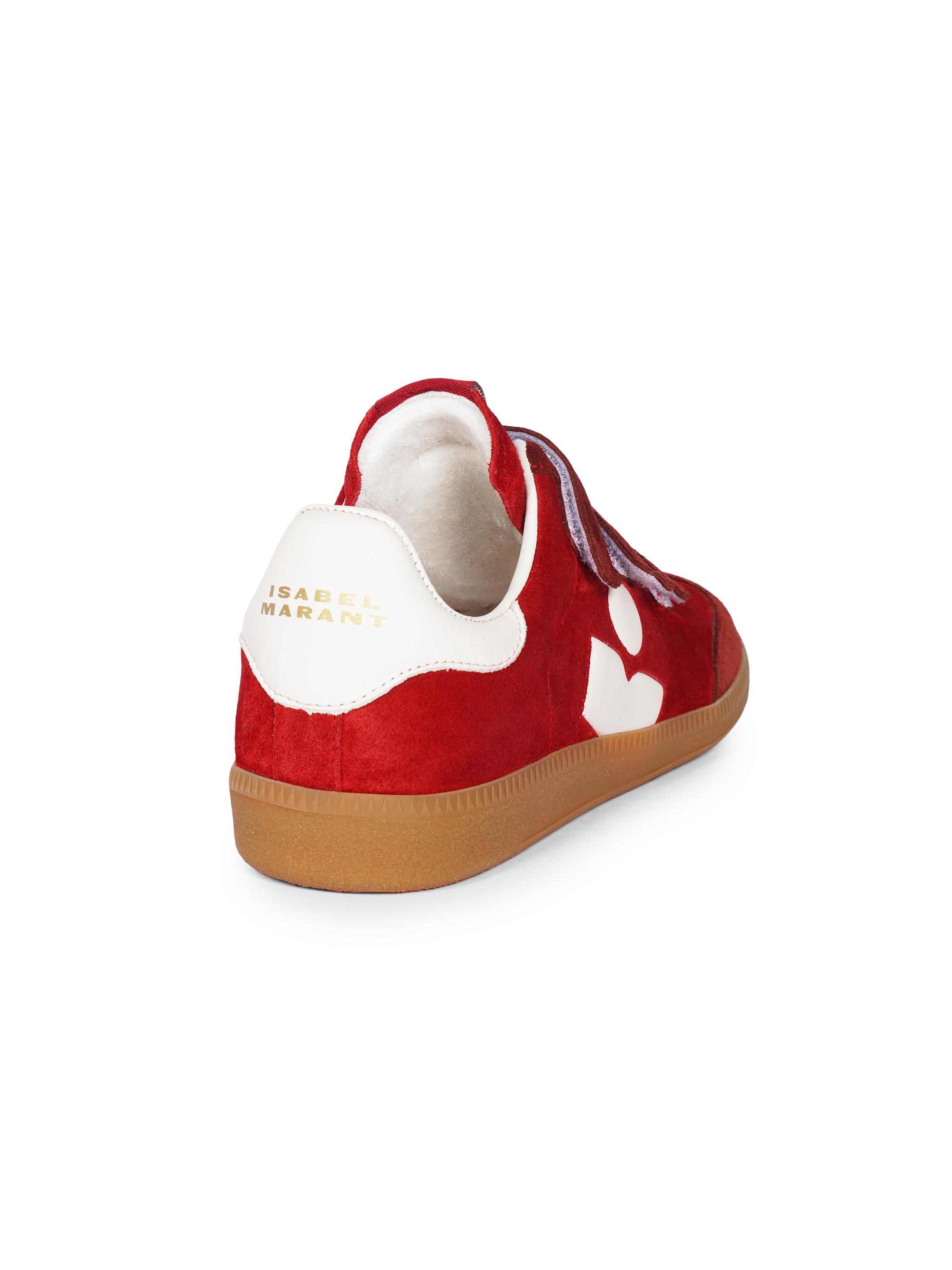 Isabel Marant Women's Beth Suede Low-Top Sneakers - Scarlet Red Burgundy - side view in Scarlet red burgundy