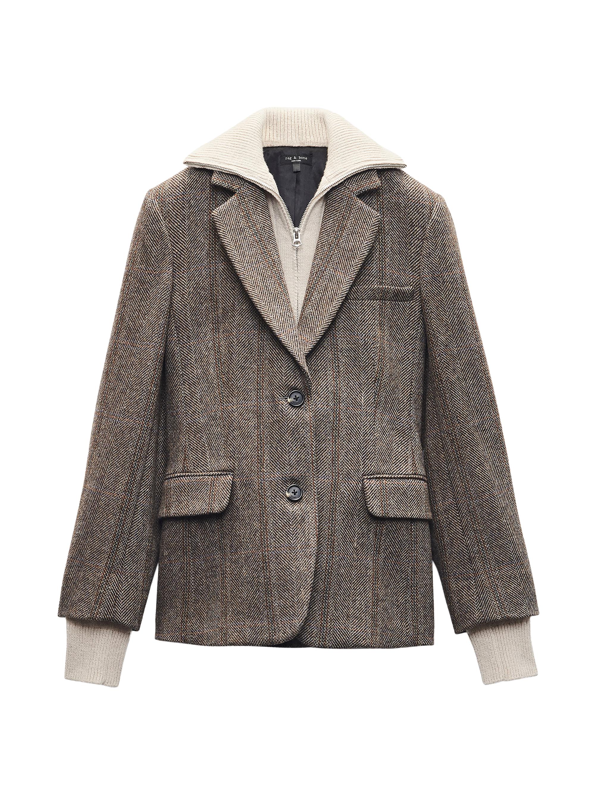 rag & bone Women's Frank Wool-Blend Single-Breasted Combo Blazer - Brown Multi