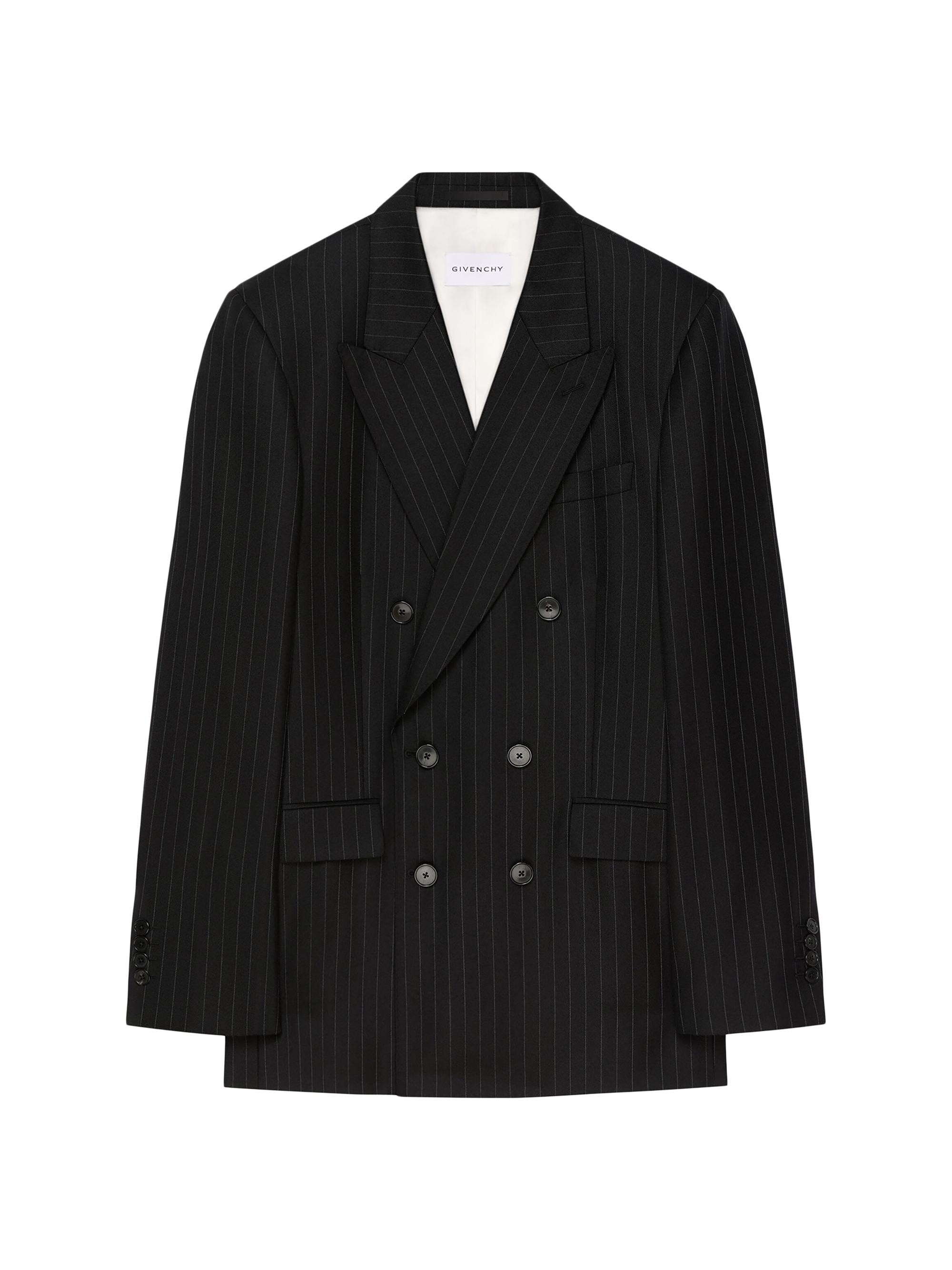 Givenchy Men's Fitted Striped Jacket in Wool - Black Grey