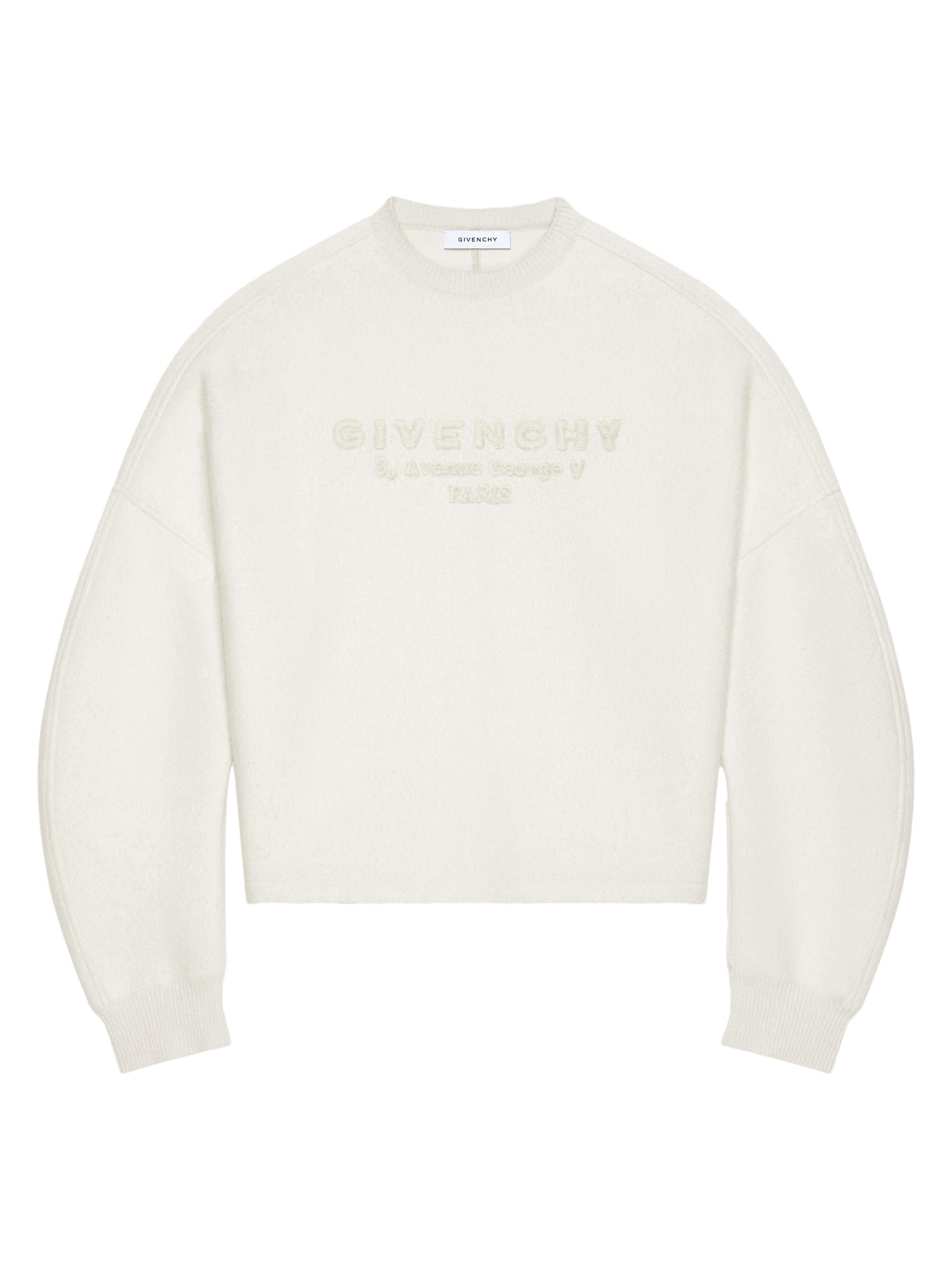 Givenchy Men's Sweater in Wool with Logo Stamp Print - White