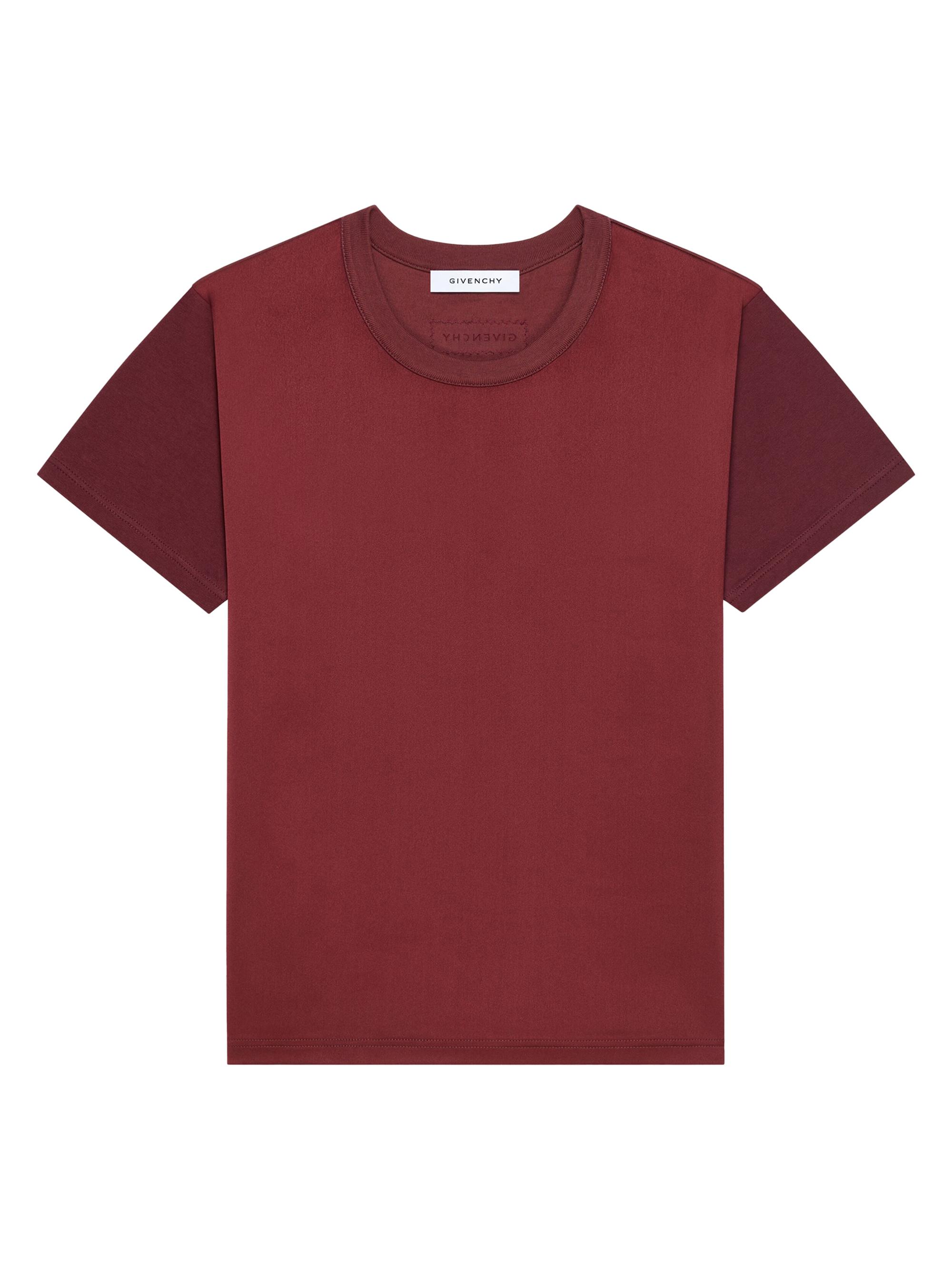 Givenchy Men's Bi-Material T-Shirt with Patch - Burgundy