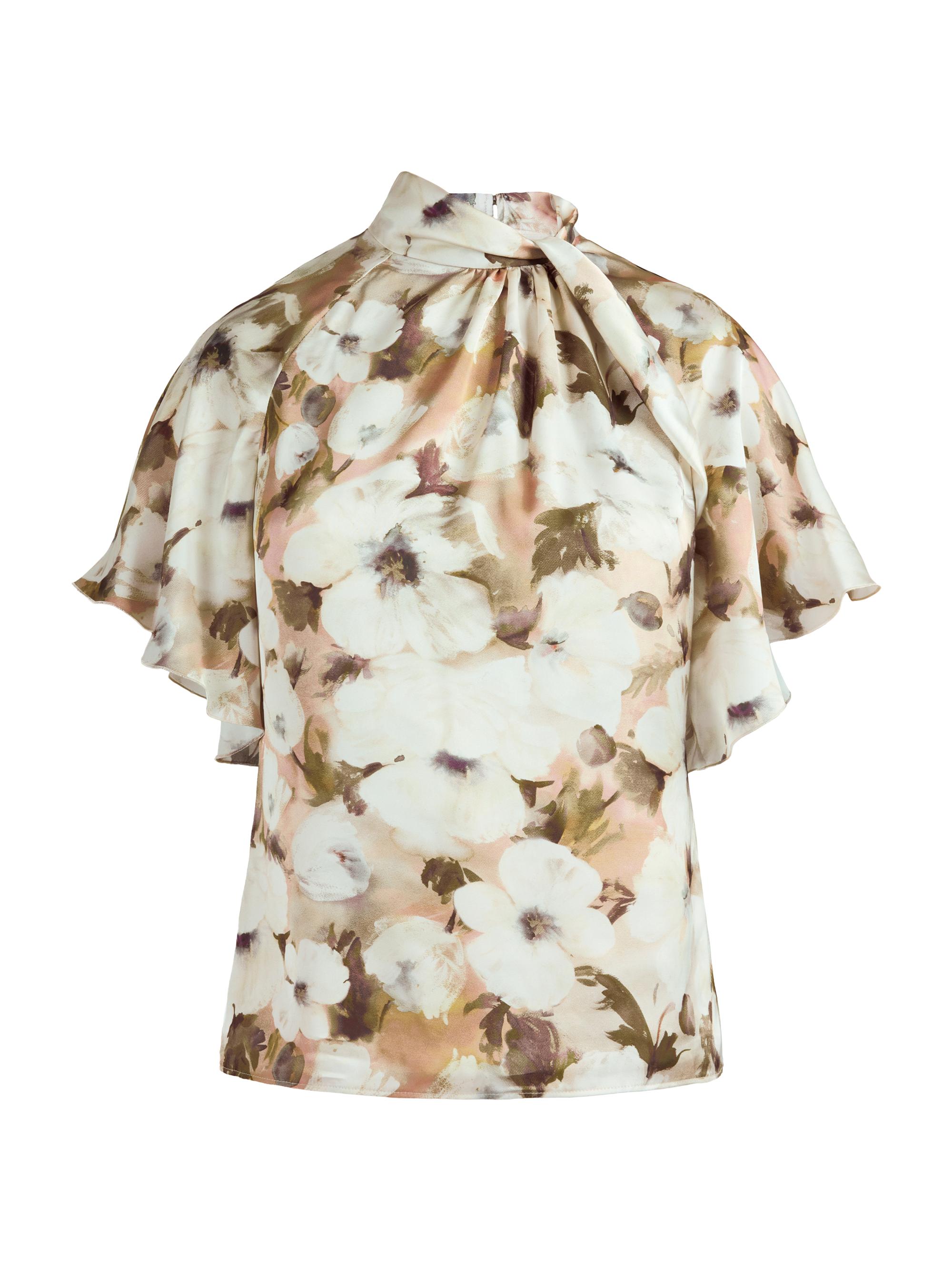 Santorelli Women's Floral Georgette Regular-Fit Blouse - Peach Whip