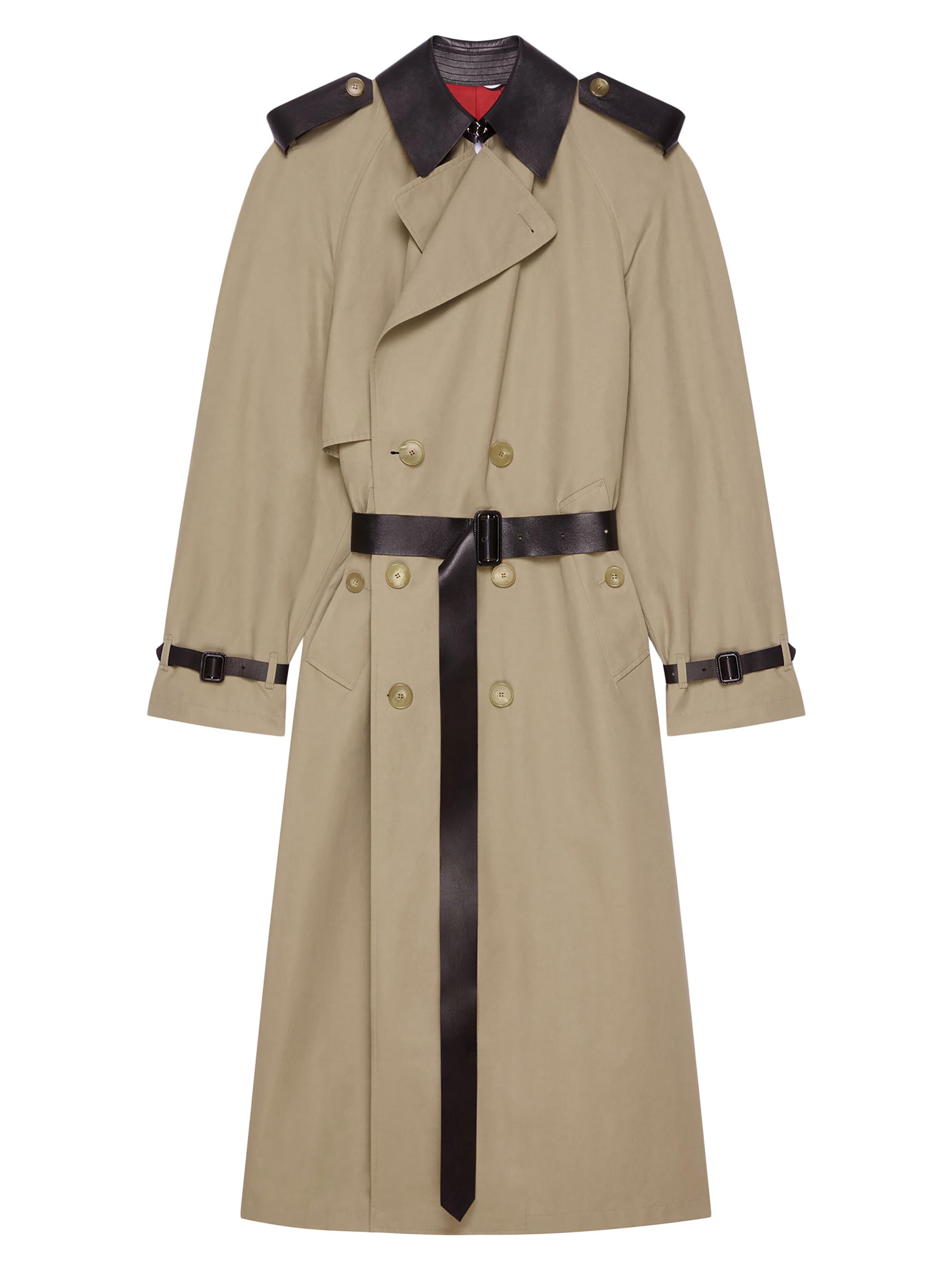 Givenchy Men's Trenchcoat in Cotton with Leather Details - Beige
