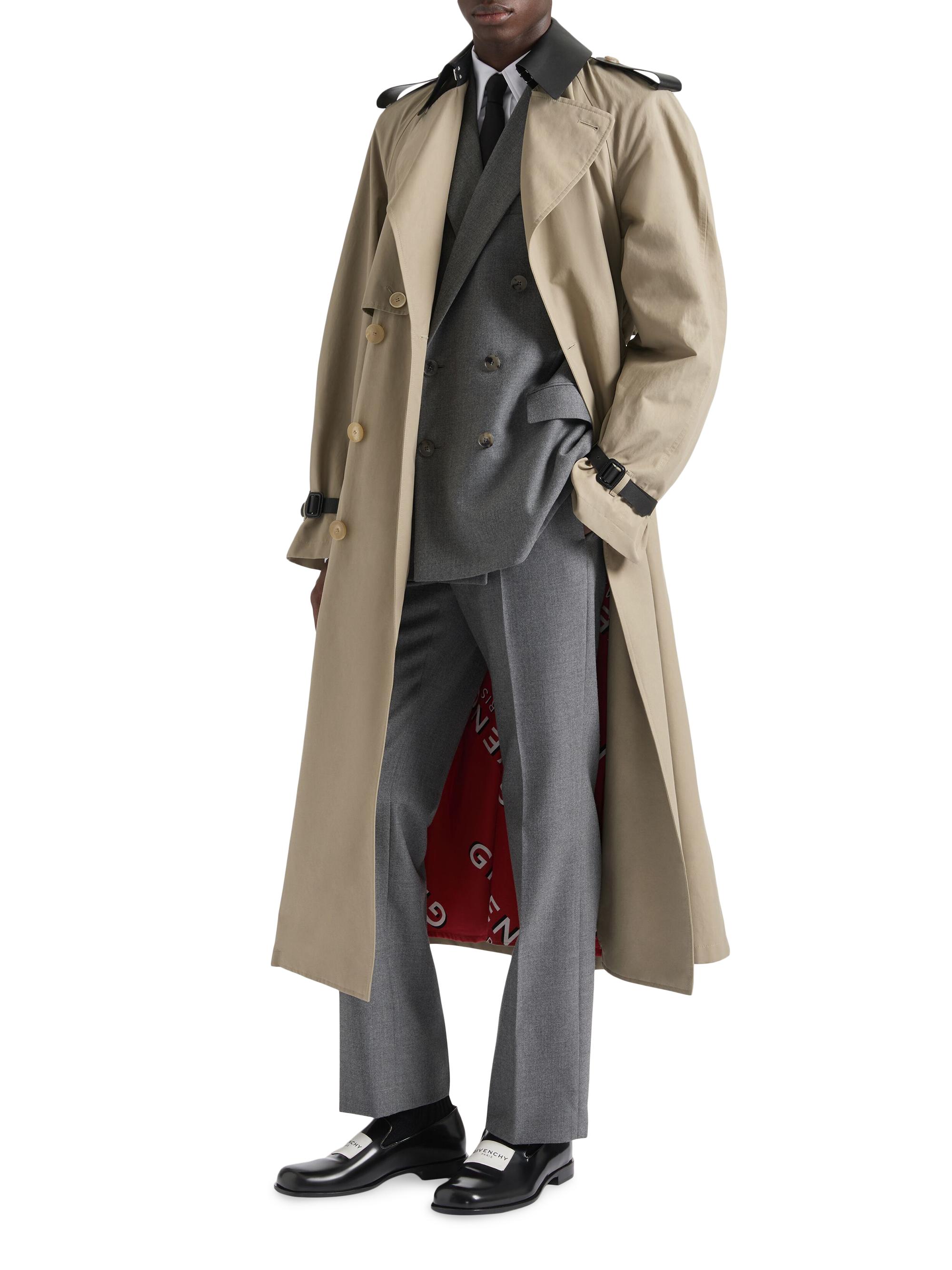 Givenchy Trenchcoat in Cotton with Leather Details | Saks Fifth Avenue