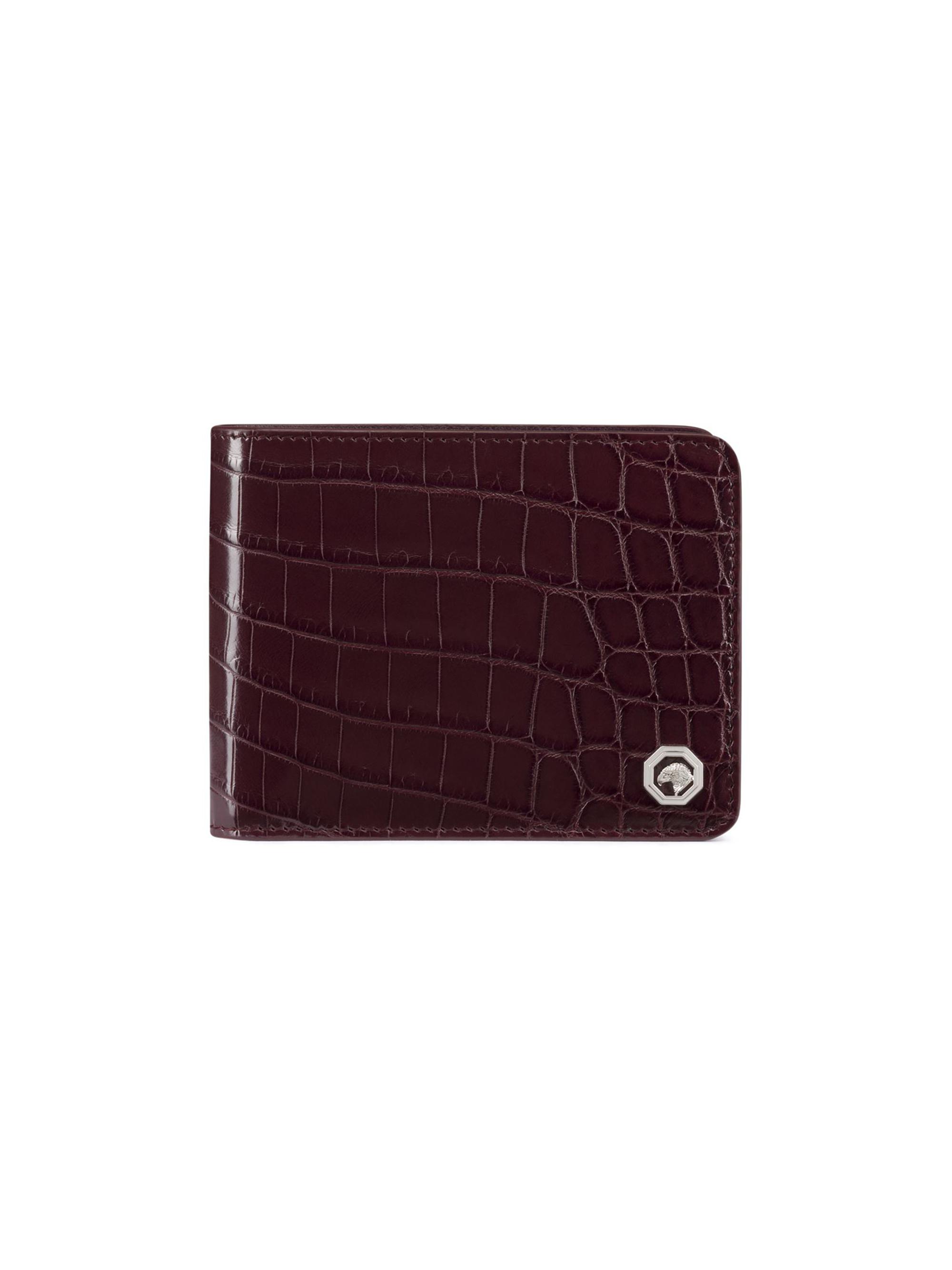 Stefano Ricci Men's Diamante Crocodile and Calfskin Bifold Wallet - Dark Red