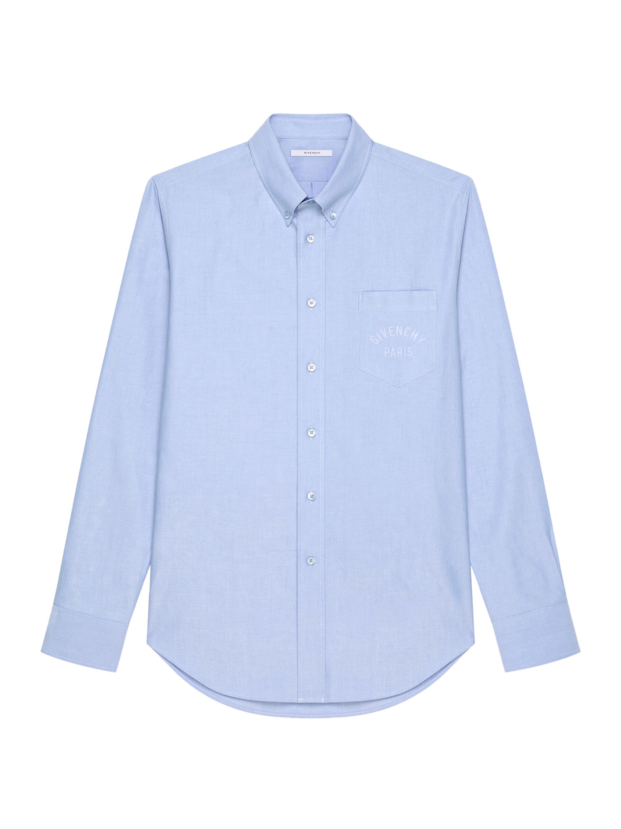 Givenchy Men's Shirt in Cotton with Paris Embroidery - Baby Blue