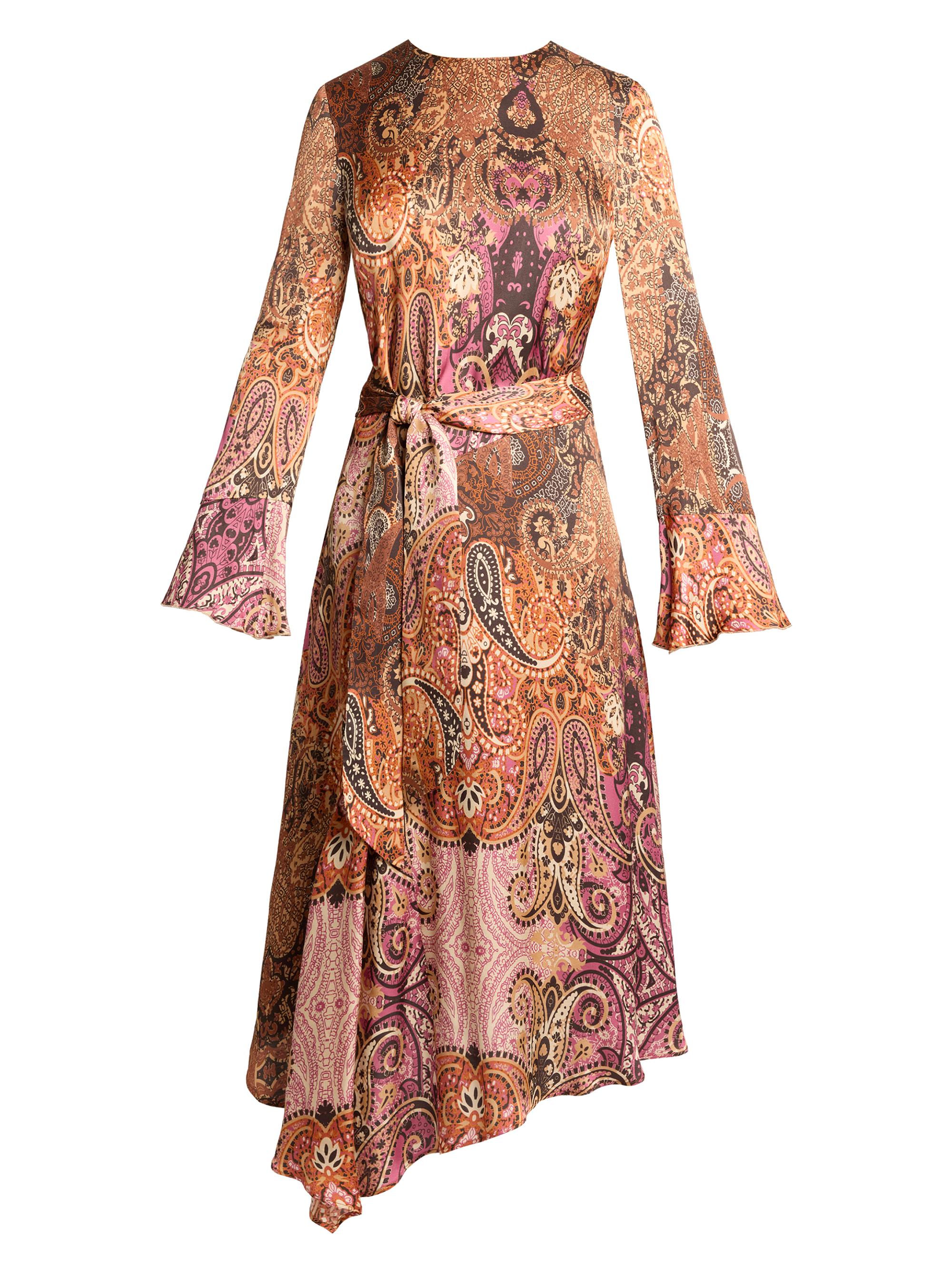 Santorelli Women's Printed Asymmetric Midi-Dress - Chestnut Multi