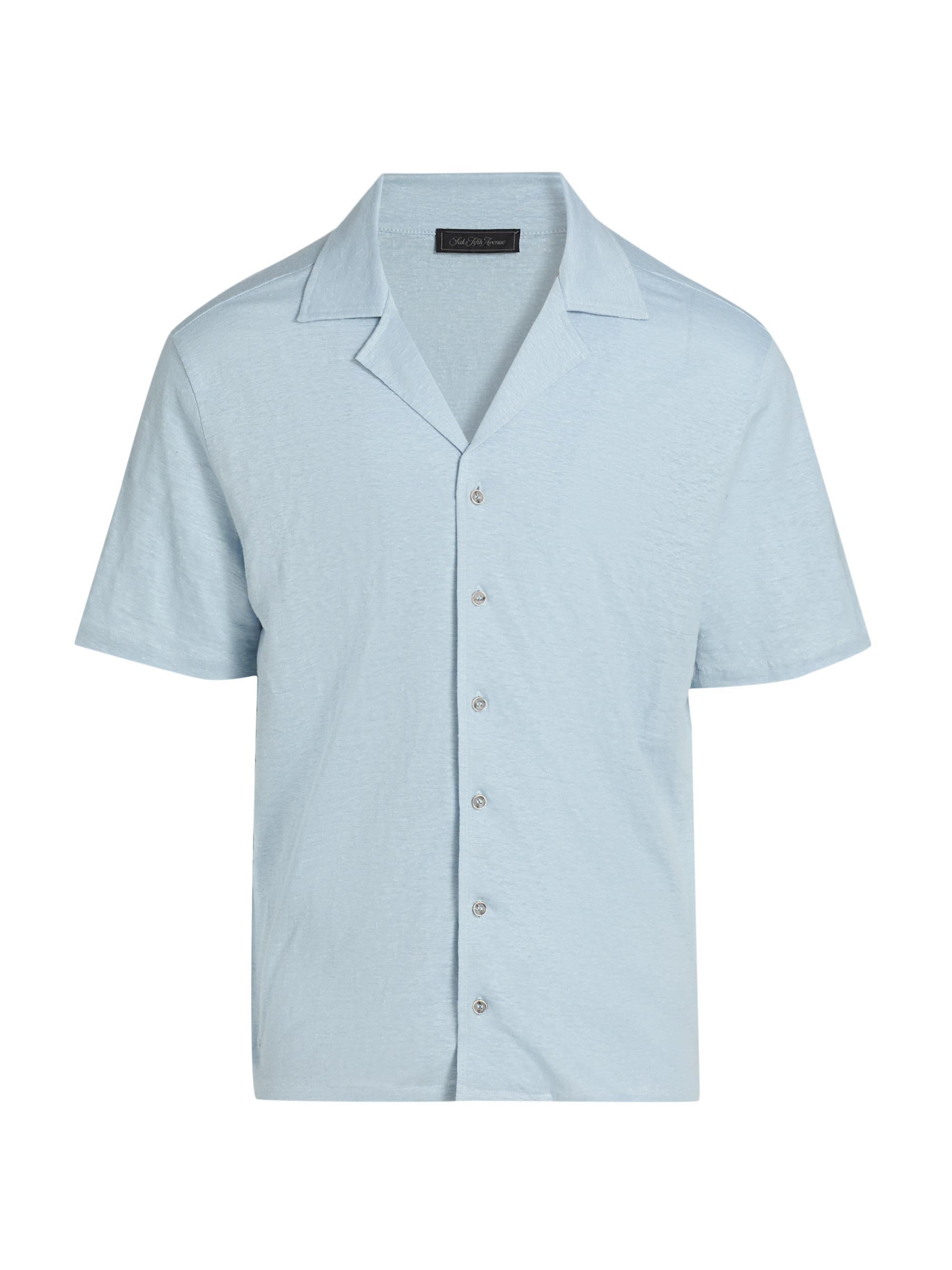 Saks Fifth Avenue Men's COLLECTION Linen Short-Sleeve Shirt - Light Blue