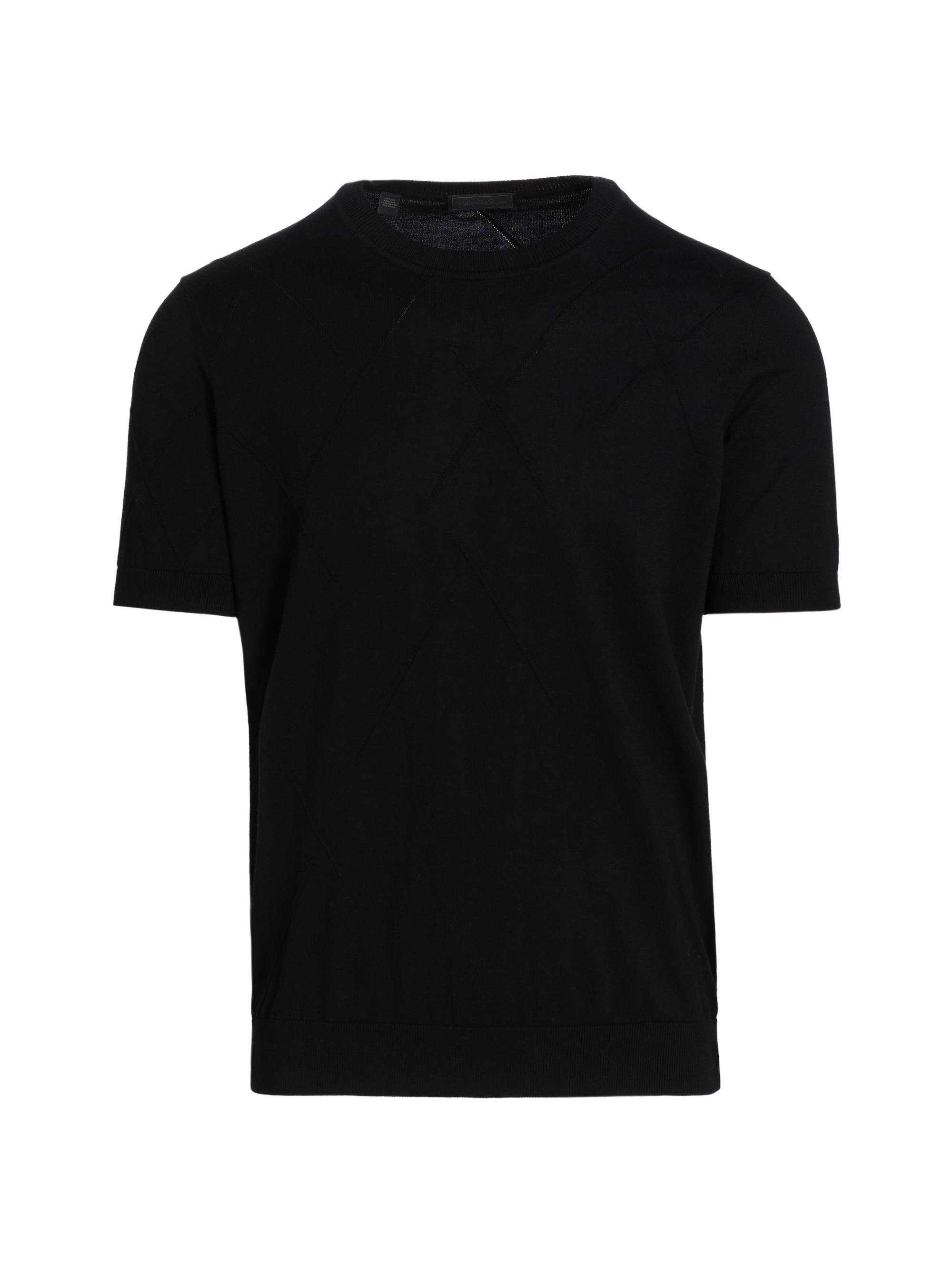 Saks Fifth Avenue Men's Diagonal Stitch Crewneck Short-Sleeve Sweater - Black