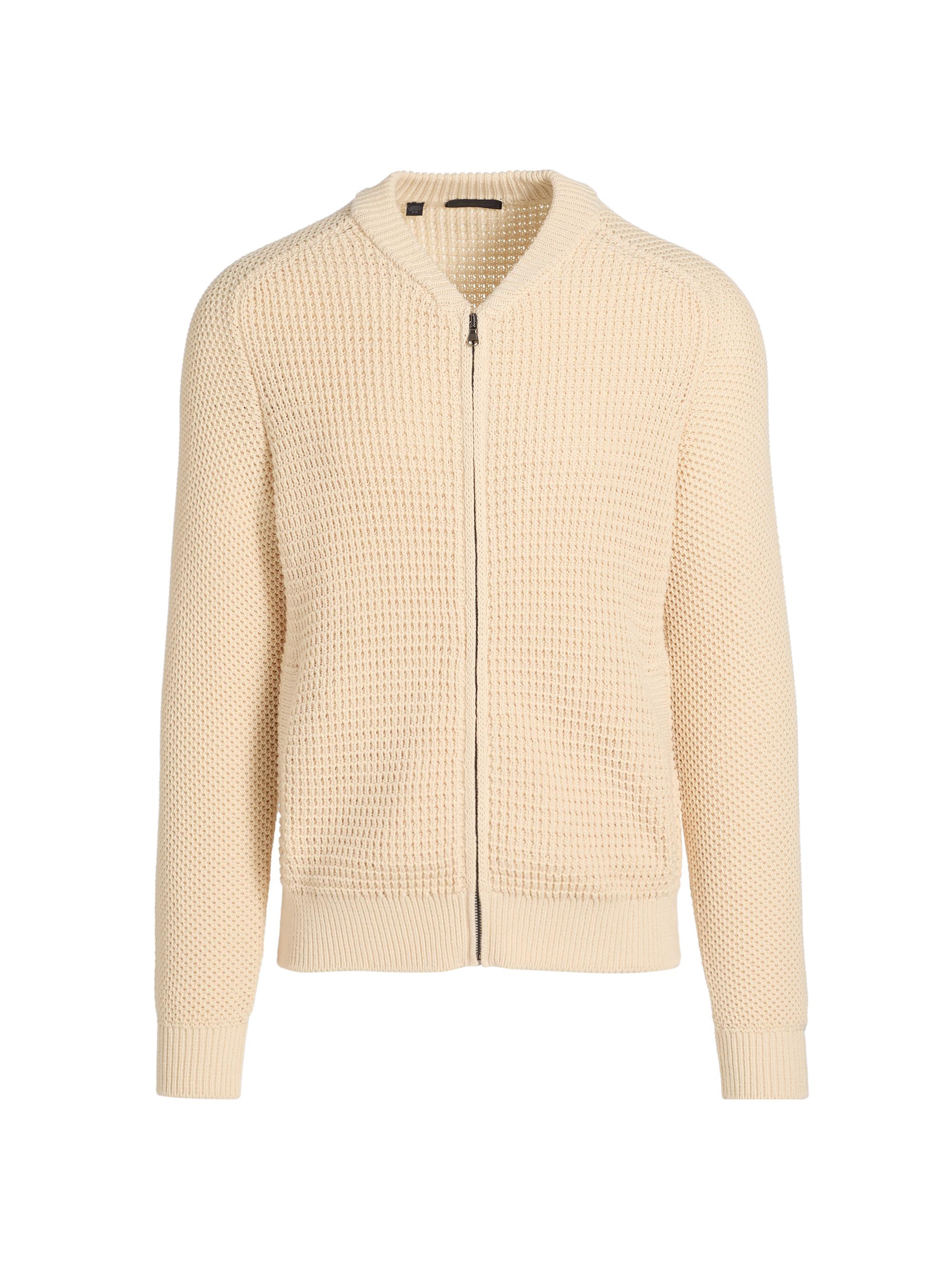 Saks Fifth Avenue Men's COLLECTION Honeycomb Bomber Sweater - Brown