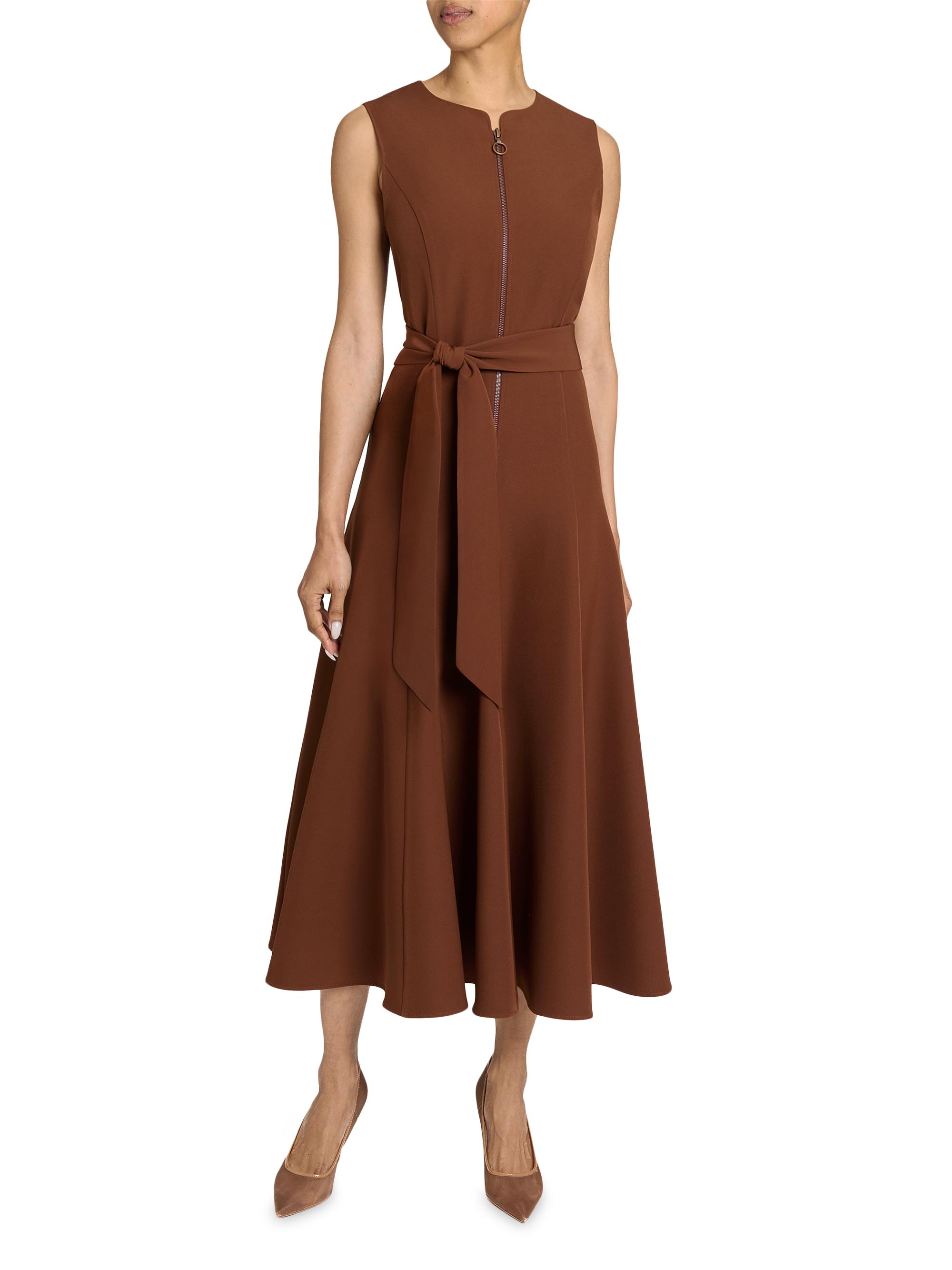 slim fit dress slacks Freilla Brown Satin Midi Dress - US 10